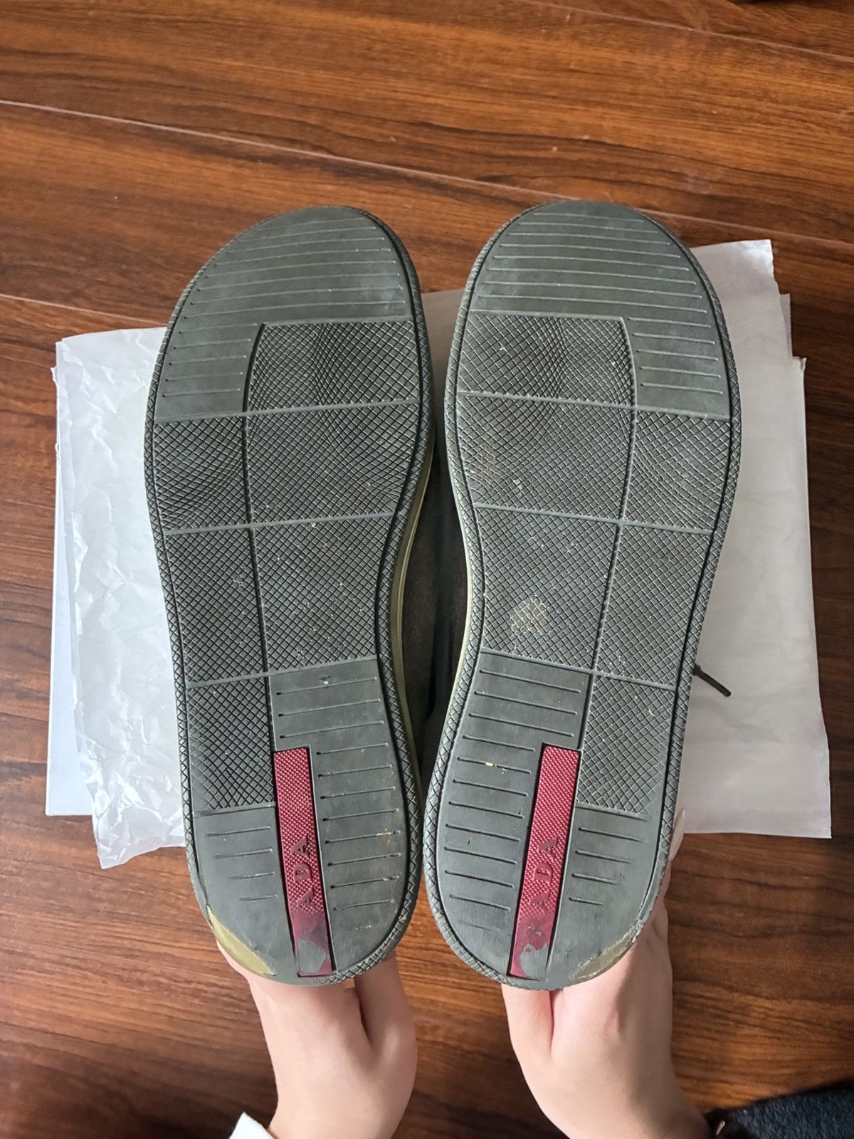 Prada Prada Suede Low Top Sneakers Brown Grey Luxury Designer Size US 11 / EU 44 - 7 Thumbnail