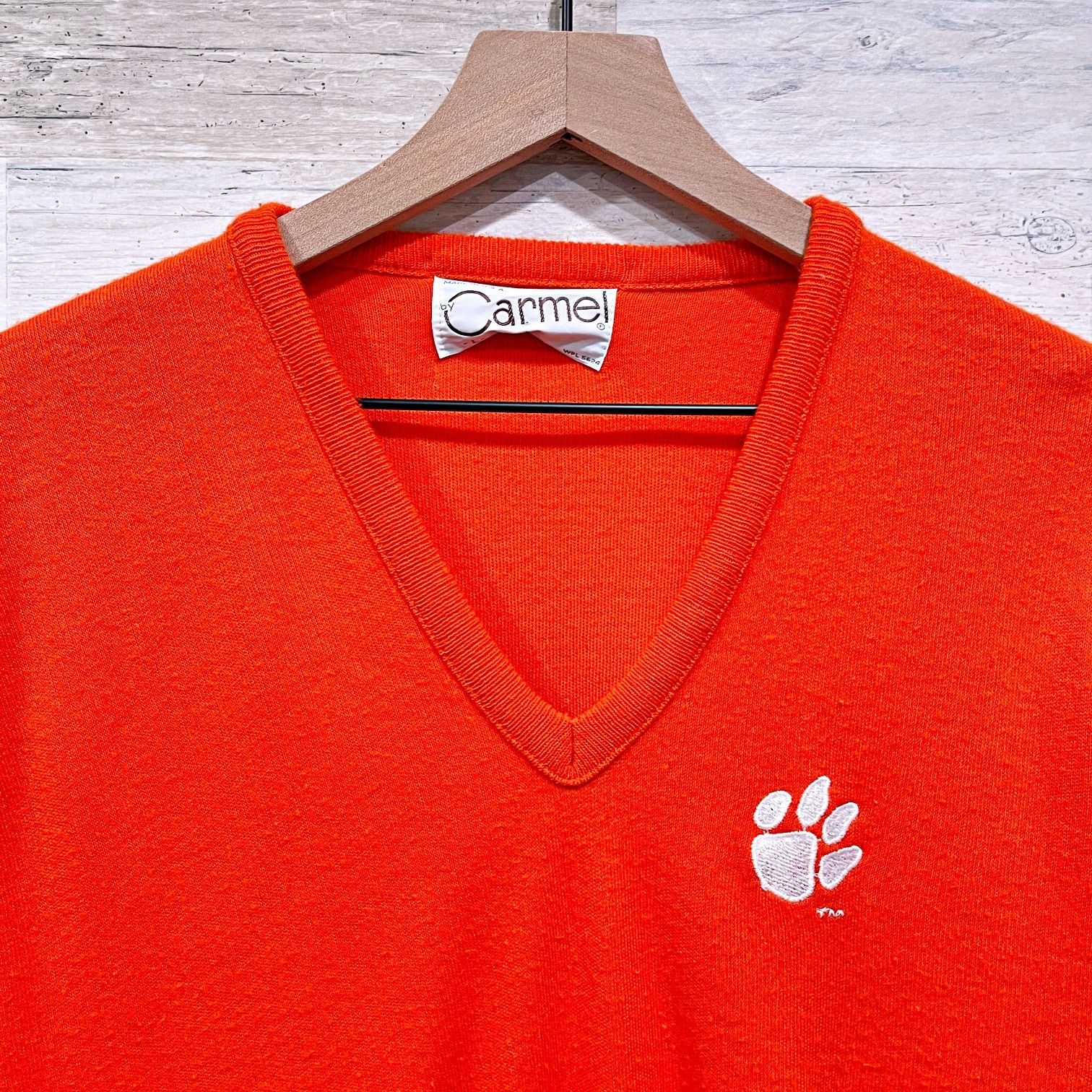 Other × Vintage Clemson Tigers Vintage 60s 70s Sweater Orange V Neck Mens L Size US L / EU 52-54 / 3 - 2 Thumbnail