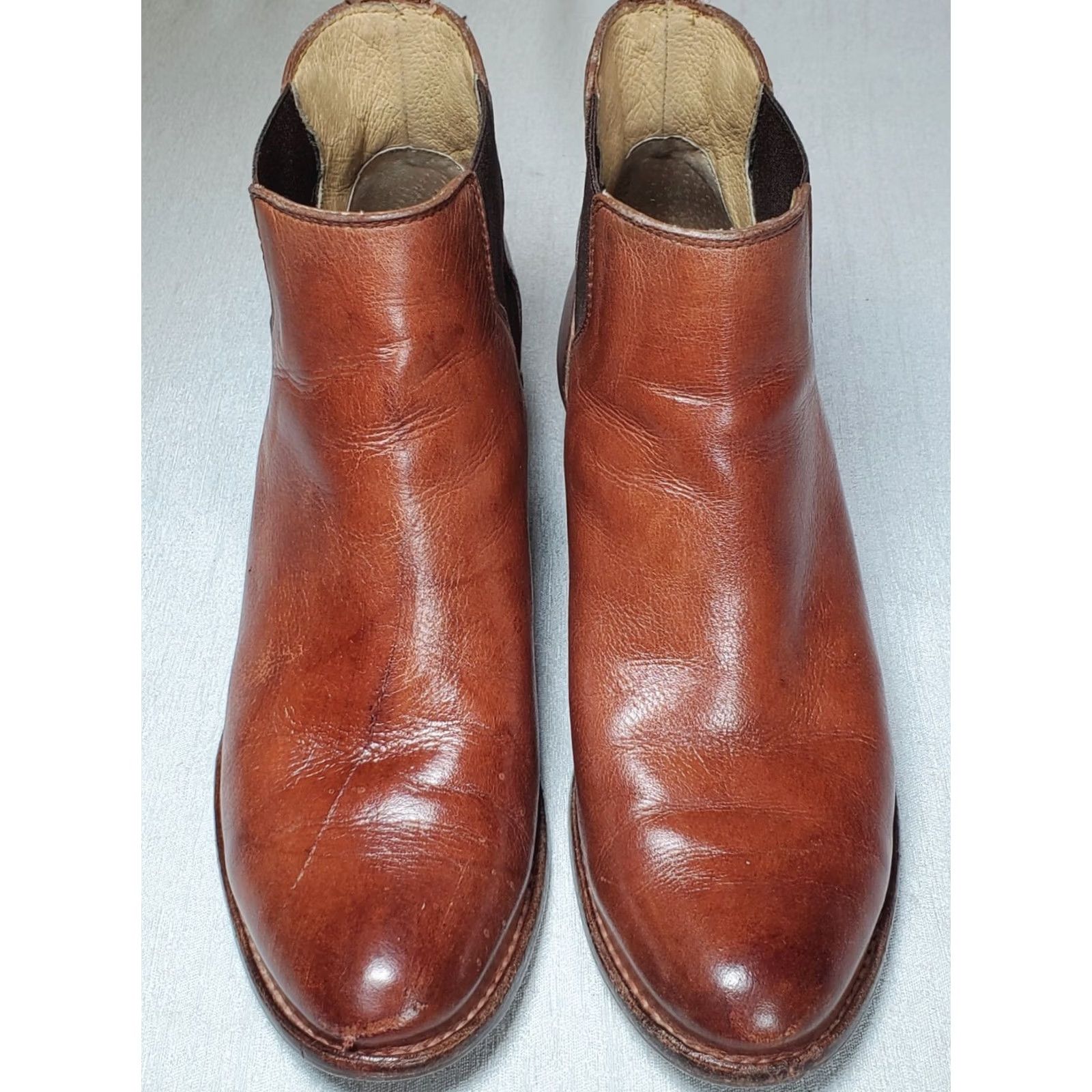 Frye FRYE Jackie Gore Stitching Horse Booties Brown Saddle Dakota Leather Women's US 8.5 B Chelsea Leather Boots Size US 9 / IT 39 - 6 Thumbnail