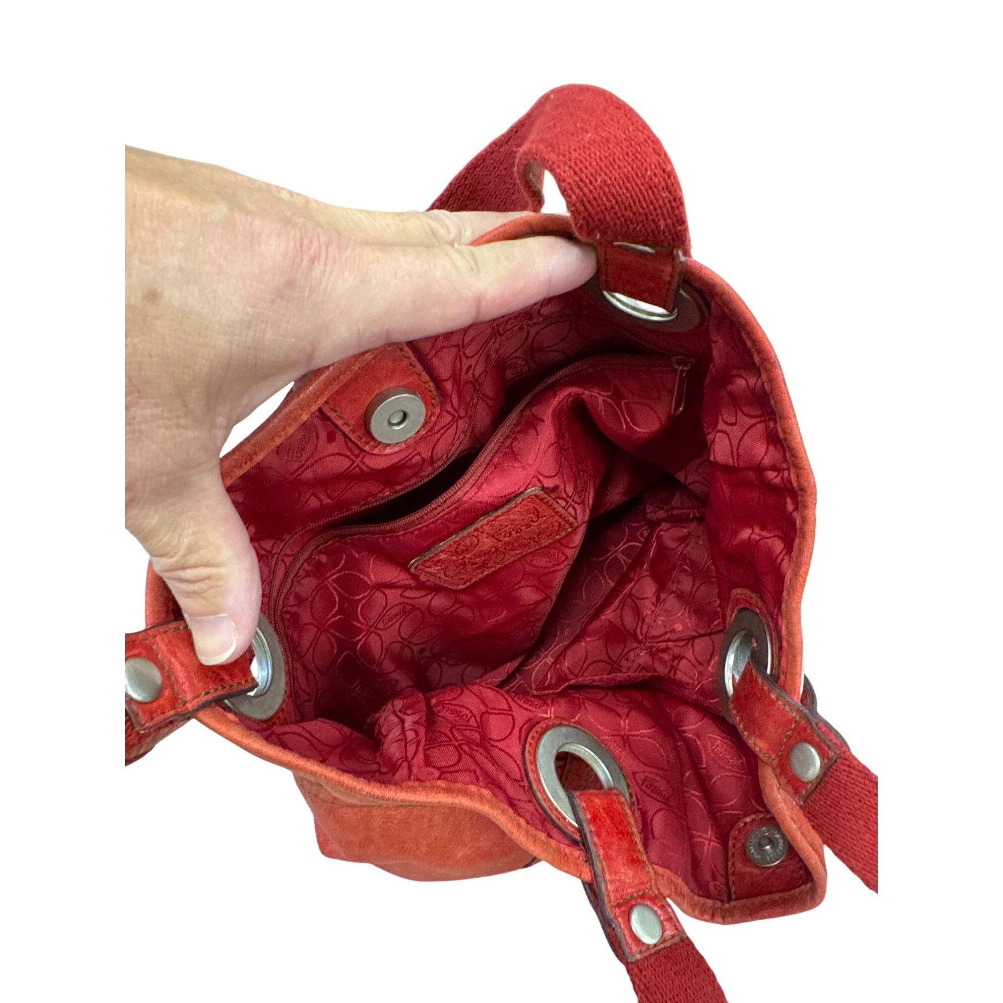 Fossil Vintage Fossil Womens Red Leather Handbag Purse 13x10 SKU 73 Size ONE SIZE - 10 Thumbnail