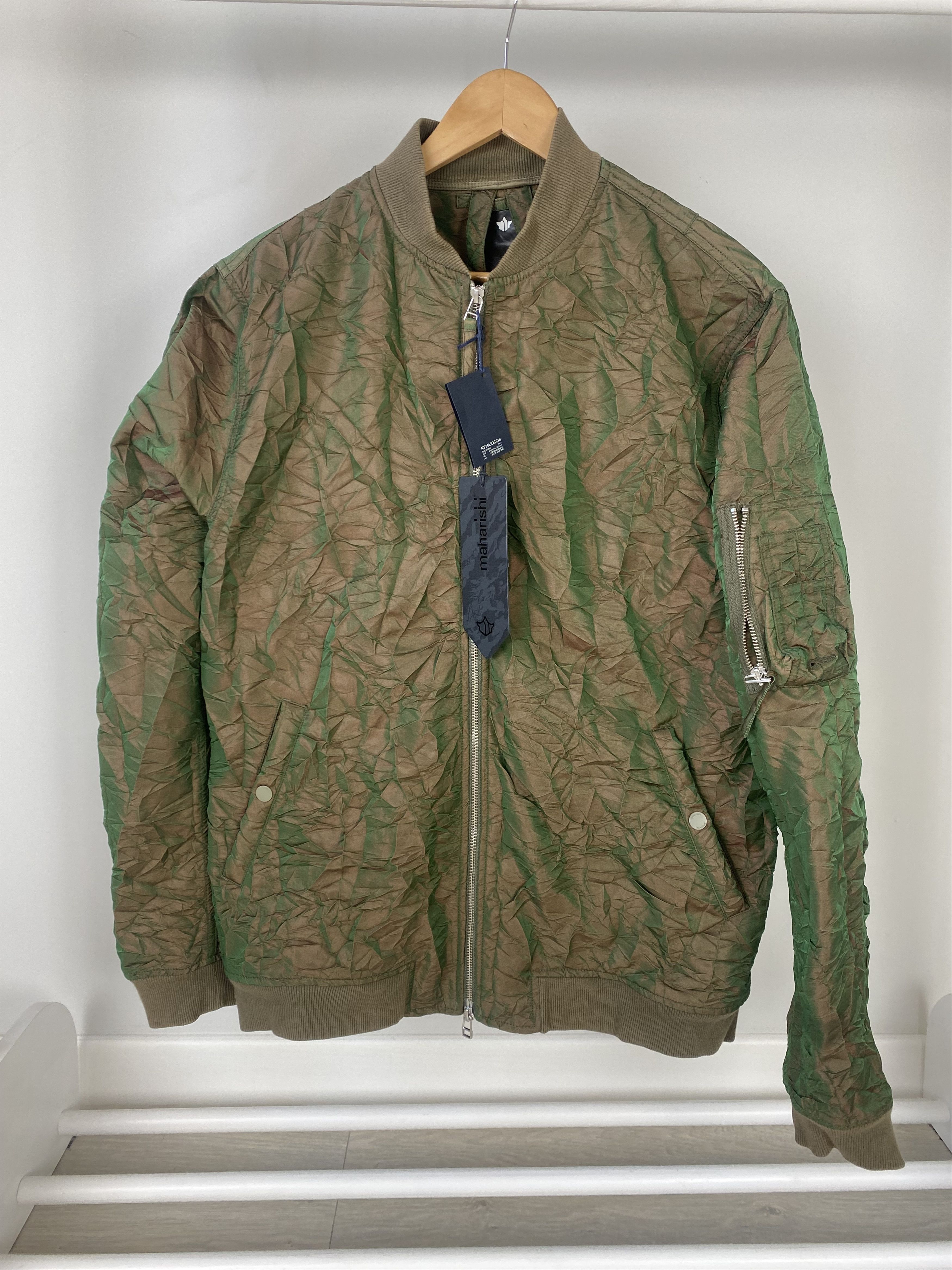 image of Maharishi Italian Crushed Flight Jacket in Olive, Men's (Size XL)