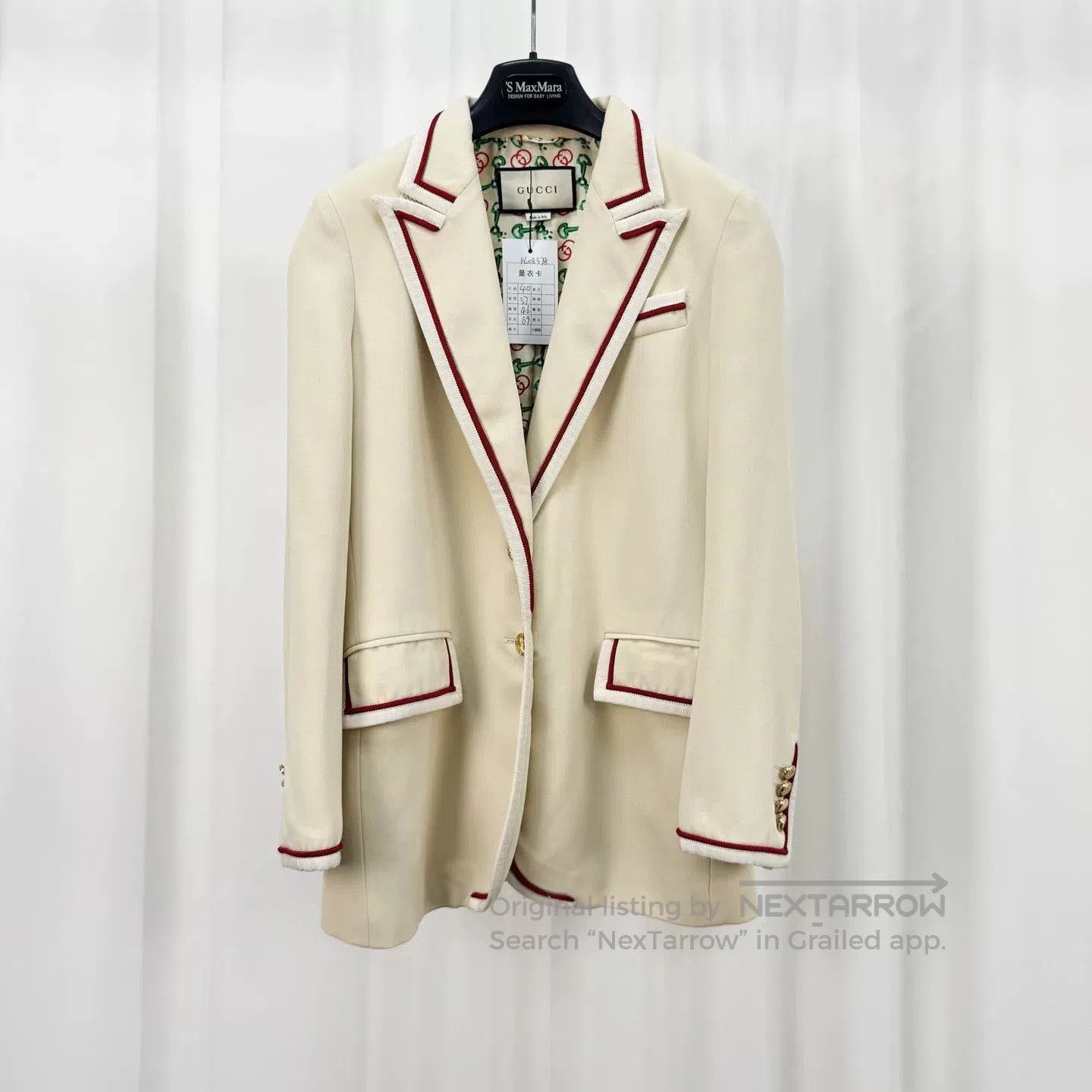 Gucci Gucci Beige Lined Printed Blazer. Size US XXS / EU 40 - 1 Thumbnail