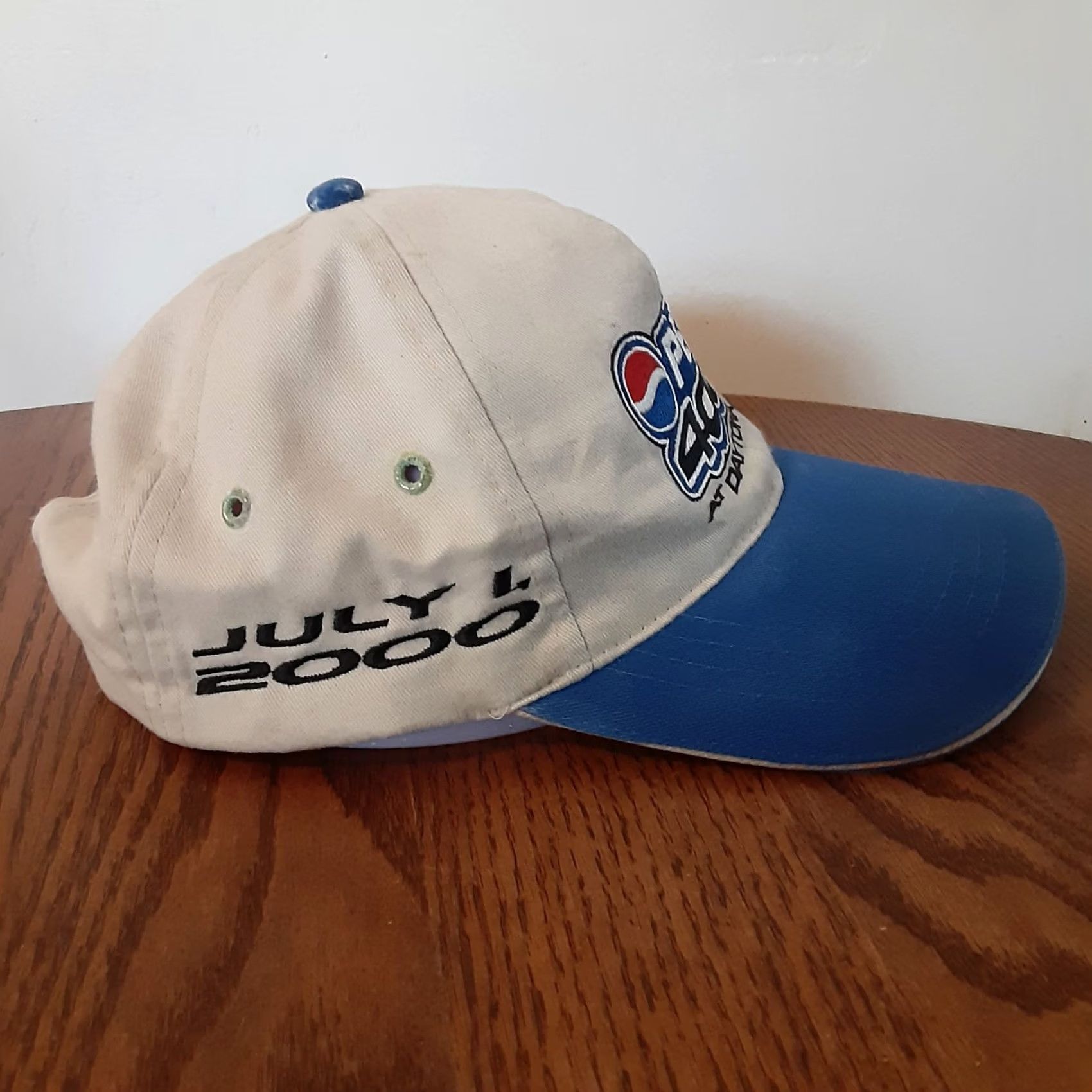 Vintage VINTAGE Pepsi 400 At Day Strap Back Hat Shirt Beige Blue Lettering Men Adjustable Polyester Solid Back Cap Size ONE SIZE - 7 Thumbnail