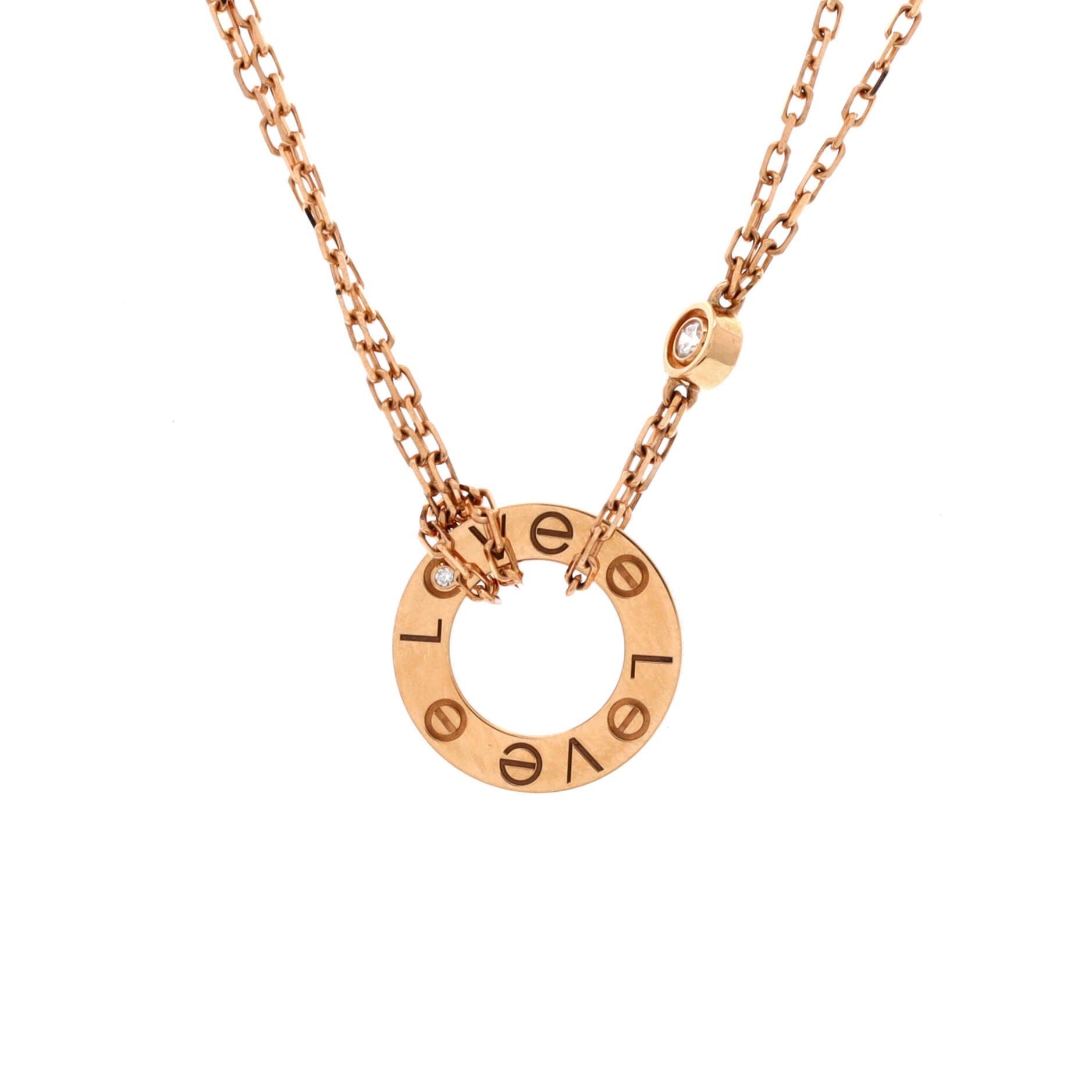 Cartier 2 Diamonds Love Pendant Necklace Size ONE SIZE - 1 Thumbnail
