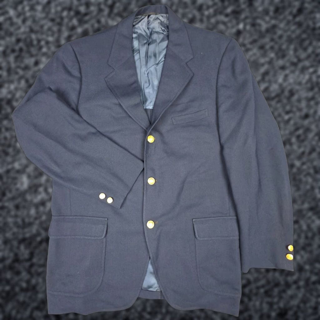 Vintage VINTAGE Abercrombie and Fitch Jacket Blazer Men 41 Long Navy Blue Union Made Wool 100% Retro 1970s Mens Size 42R - 1 Thumbnail