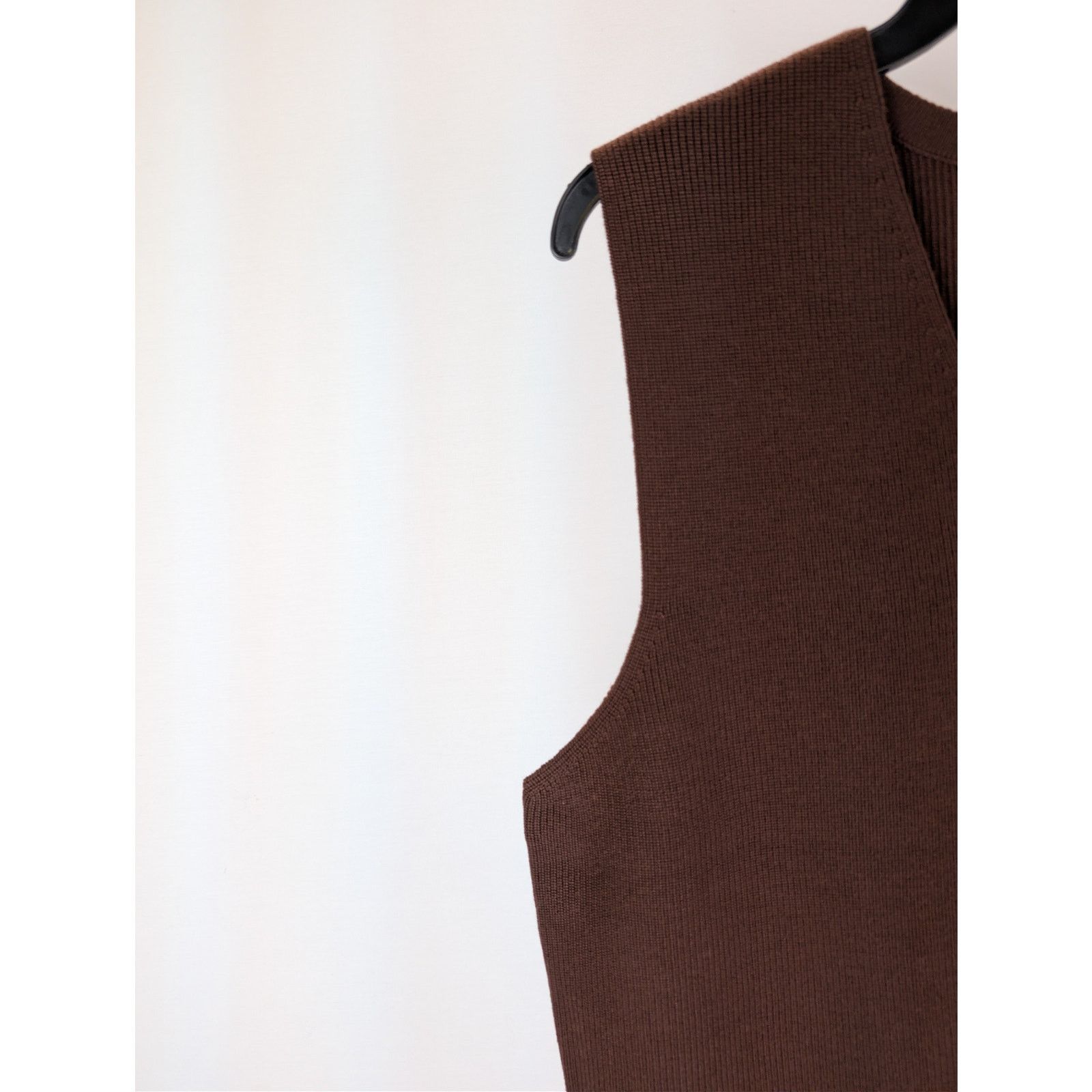 Studio Nicholson o1rshd1 Chesnut Knitwear 12GG Rib Zipped Vest Gilet in Brown Size US M / EU 48-50 / 2 - 6 Thumbnail