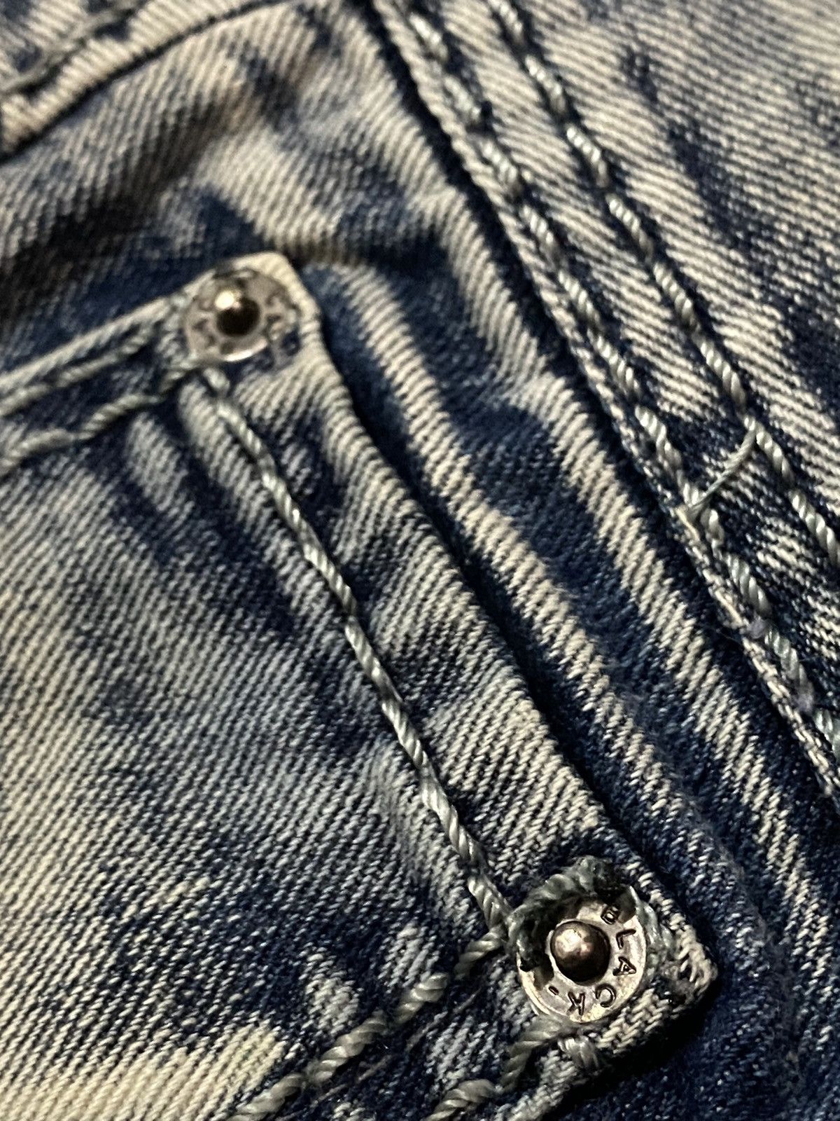 If Six Was Nine FLARE Black Skeleton Stone Wash Studded Cross Bootcut Denim Size US 34 / EU 50 - 7 Thumbnail