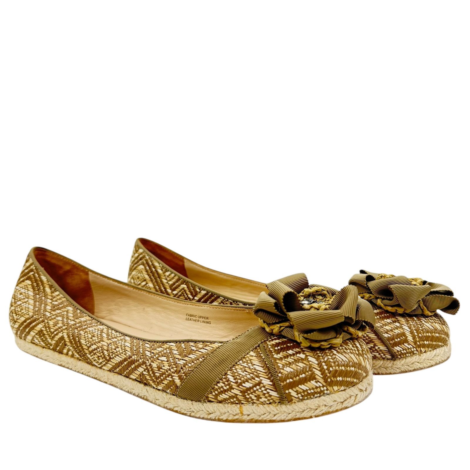 Vera Wang NEW Vera Wang Lavender Eri Basketweave Flats Leather Beige Size US 9.5 / IT 39.5 - 2 Thumbnail