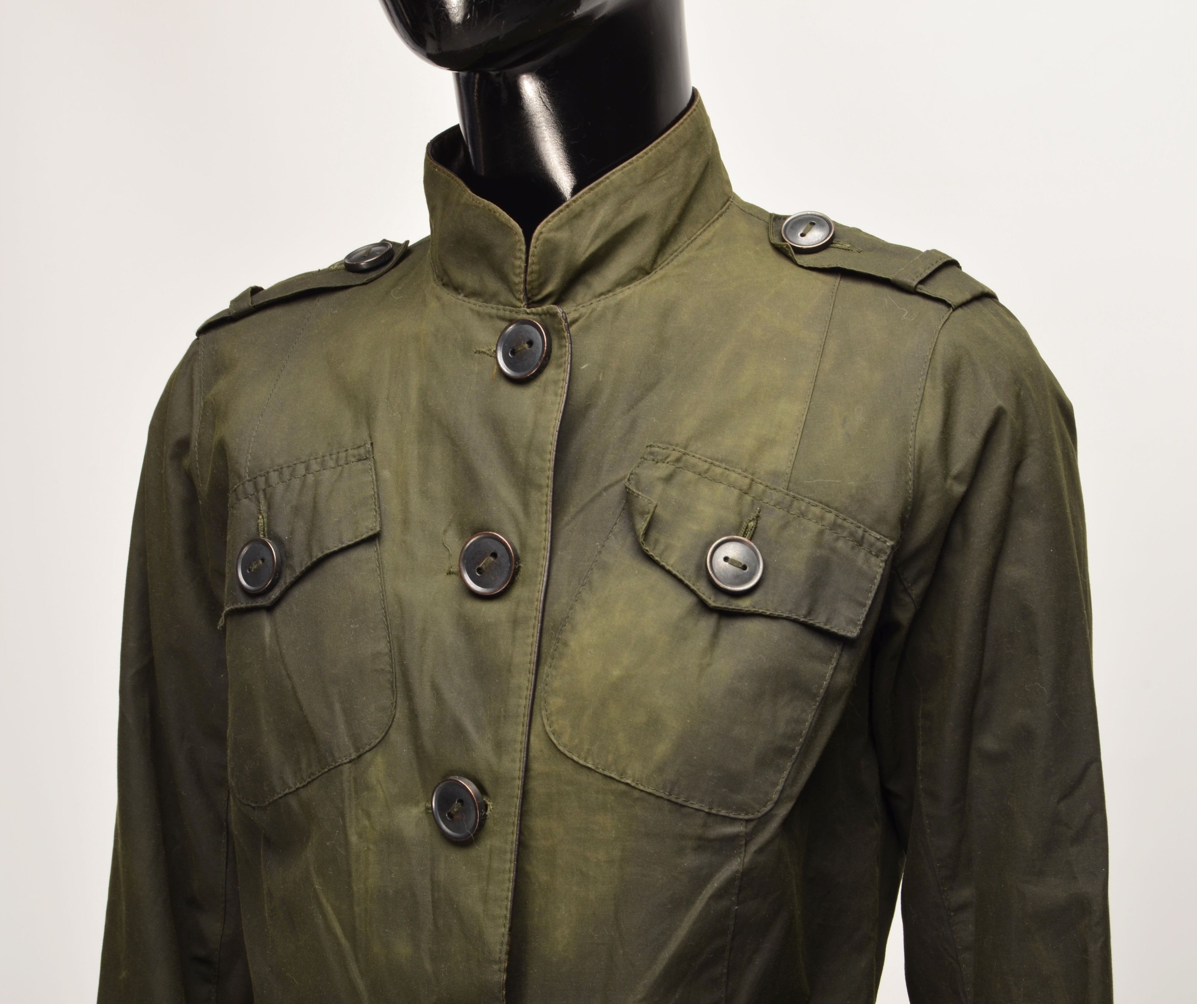 Barbour Barbour Women's Green Waxed Short Jacket Size M / US 6-8 / IT 42-44 - 2 Thumbnail