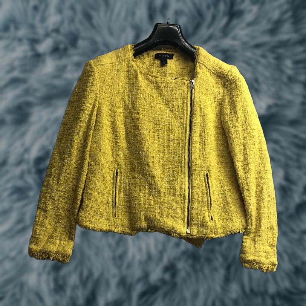 Vintage Halogen Womens Cotton Full Zip Collar Jacket Yellow Size 1 Womens Mens? Size XS / US 0-2 / IT 36-38 - 1 Thumbnail