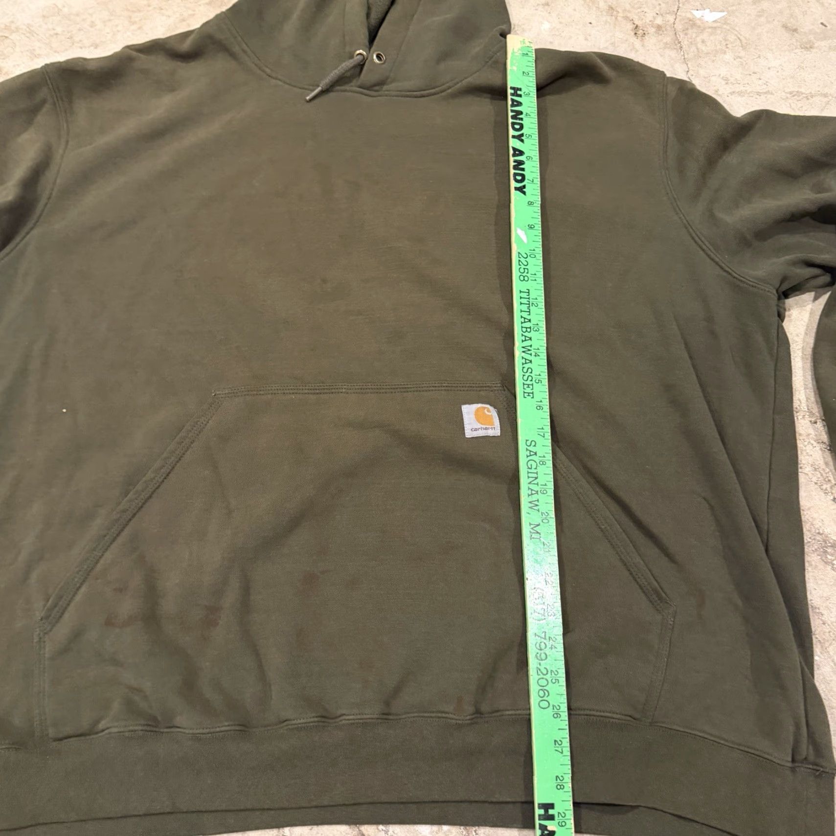 Carhartt Carhartt Mens Hoodie Sweatshirt 4XL Olive Green Original Fit Spellout Hooded Graphic Print Pockets Size US XXL / EU 58 / 5 - 6 Thumbnail