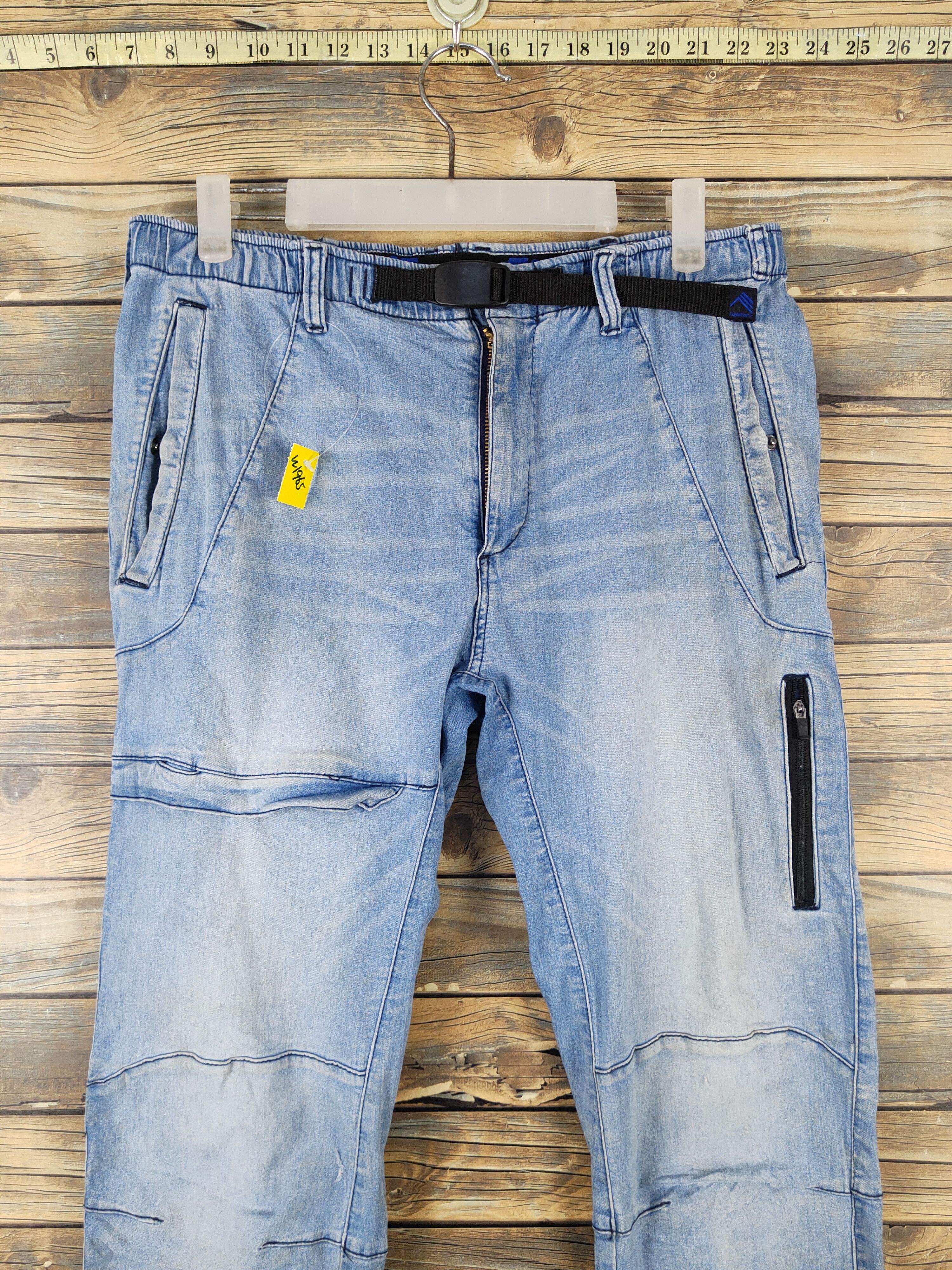 Japanese Brand FieldCore Blue Distressed Ripped cargo Jeans #W1965 Size US 32 / EU 48 - 2 Thumbnail
