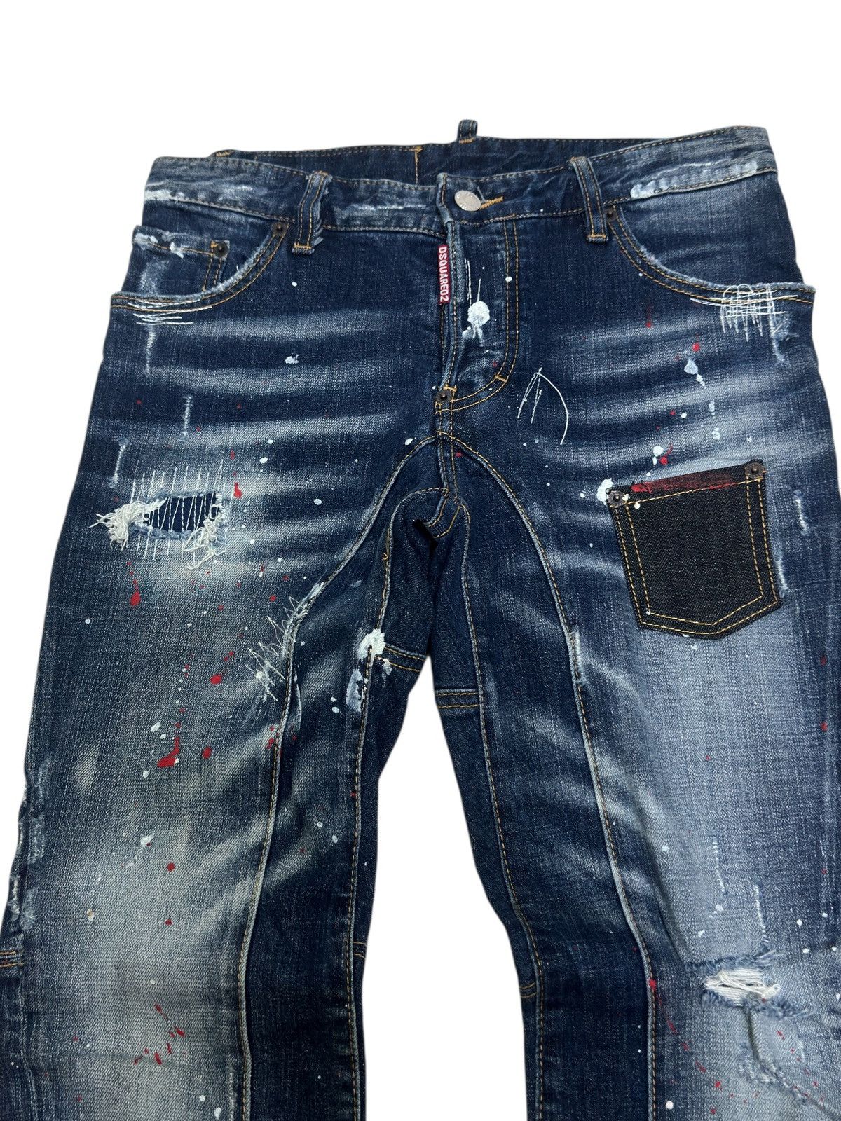Dsquared2 DSQUARED2 Paint Splatter Distressed Denim Jeans Vintage Wash Size US 29 - 3 Thumbnail