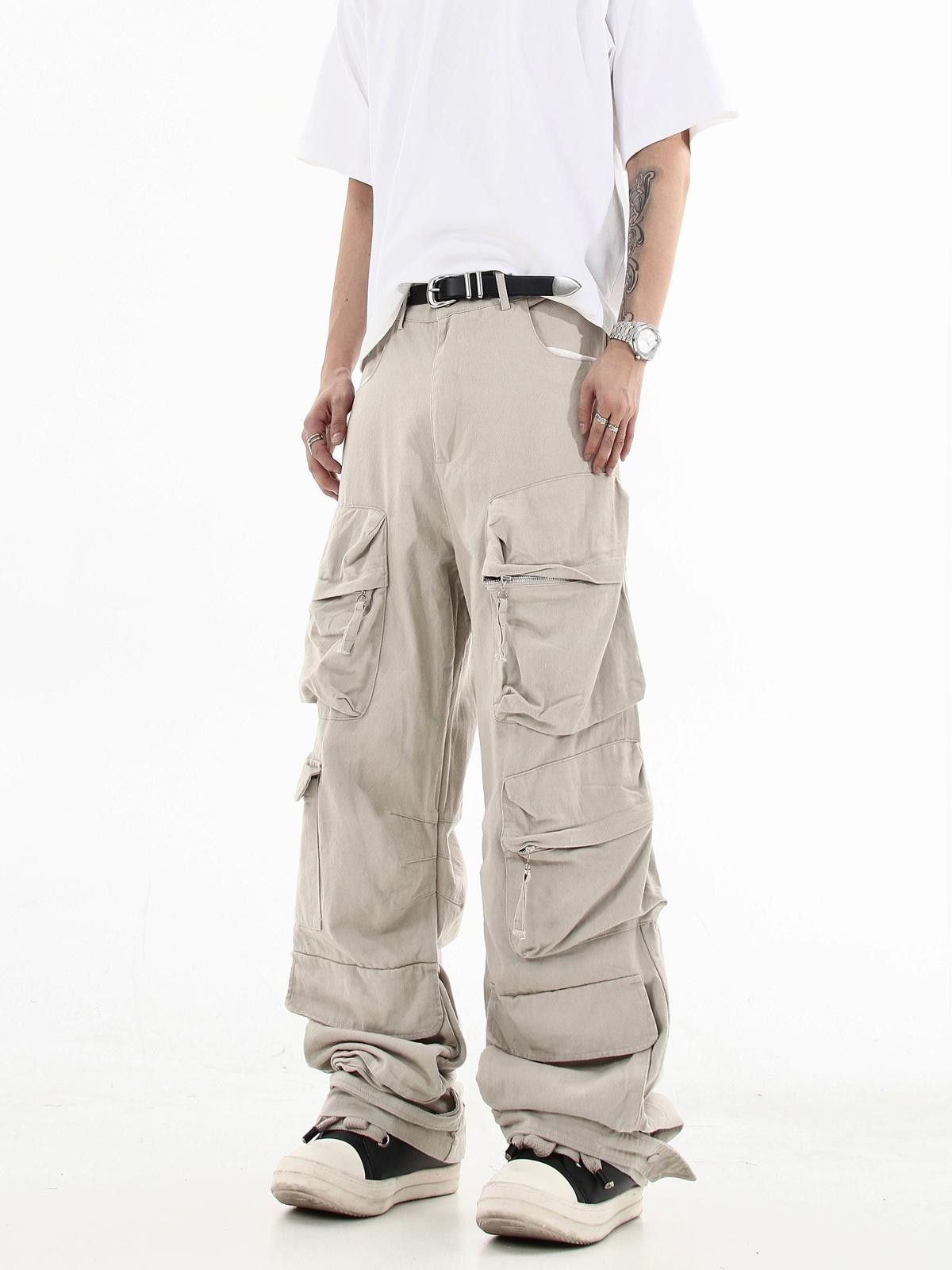 Japanese Brand Beige Baggy Multi Pocket Pleated Cargo Pants Size 28" / US 6 / IT 42 - 6 Thumbnail