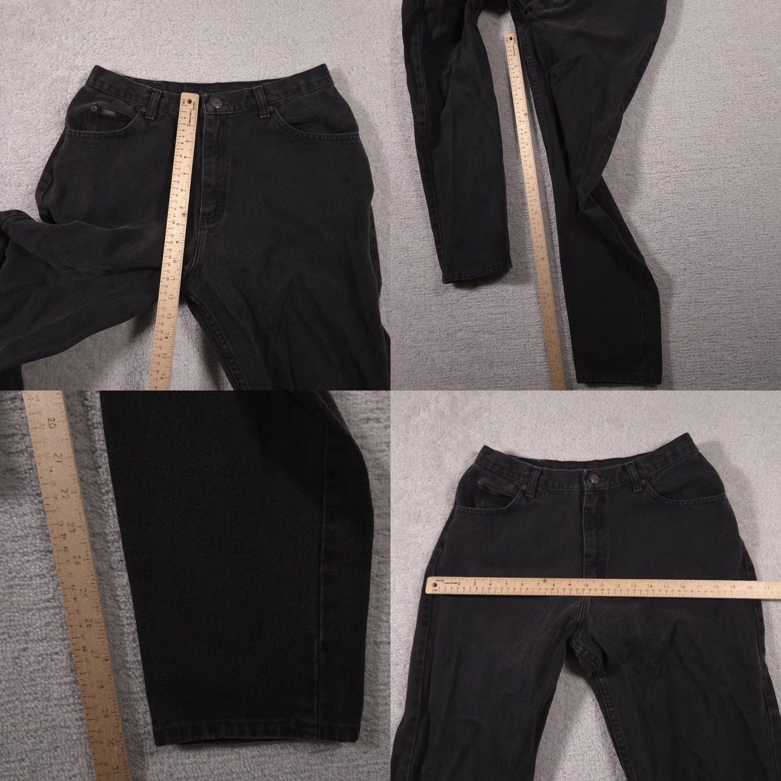 Lee VINTAGE? Lee Jeans Womens 12 Black Denim Tapered Leg High Rise 5-Pocket Zip Fly Lee Size 34" / US 12 / IT 48 - 8 Thumbnail
