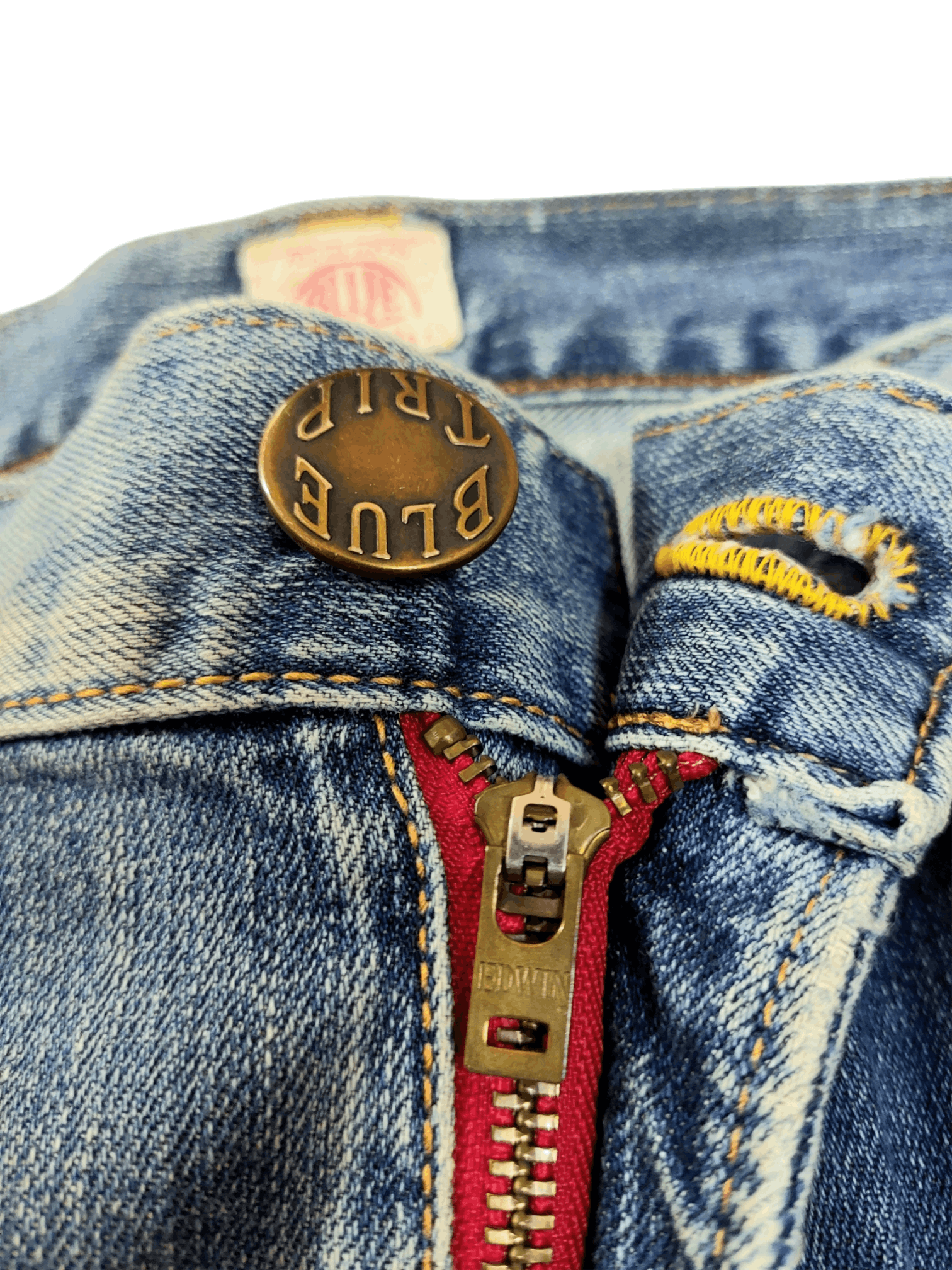Edwin Flare💥 90's Edwin Blue Trip Tokyo Japan Buckle Back Denim Size US 33 - 11 Thumbnail