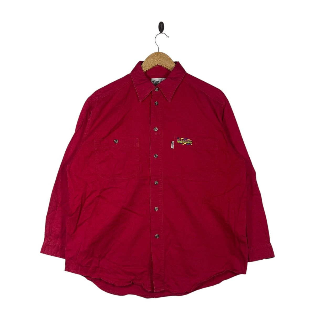 Missoni Missoni Sport Vintage Button-Up Shirt Red Cotton Twill Size US M / EU 48-50 / 2 - 1 Thumbnail