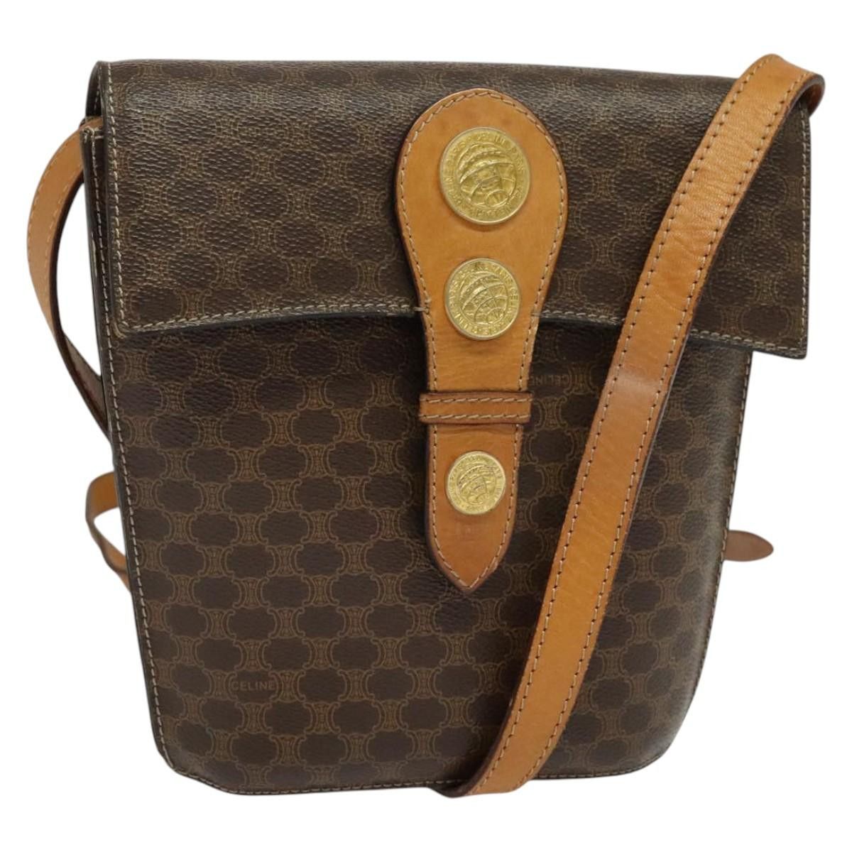 Celine CELINE Macadam Canvas Shoulder Bag Pvc Leather Brown Gold Size ONE SIZE - 1 Thumbnail