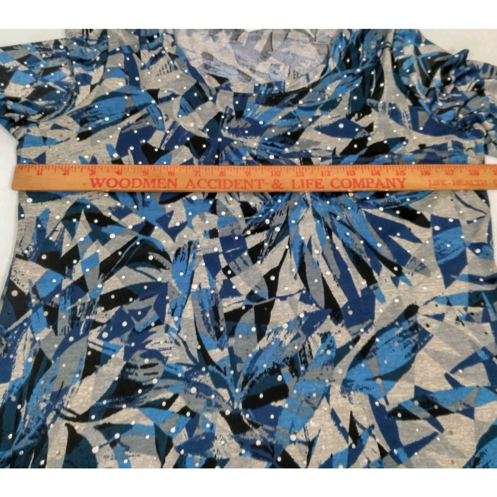 Laura Ashley Laura Ashley Shirt PM Blue Gray Abstract Sequin Stretch 3/4 Sleeve Womens Petite Top Size M / US 6-8 / IT 42-44 - 7 Thumbnail