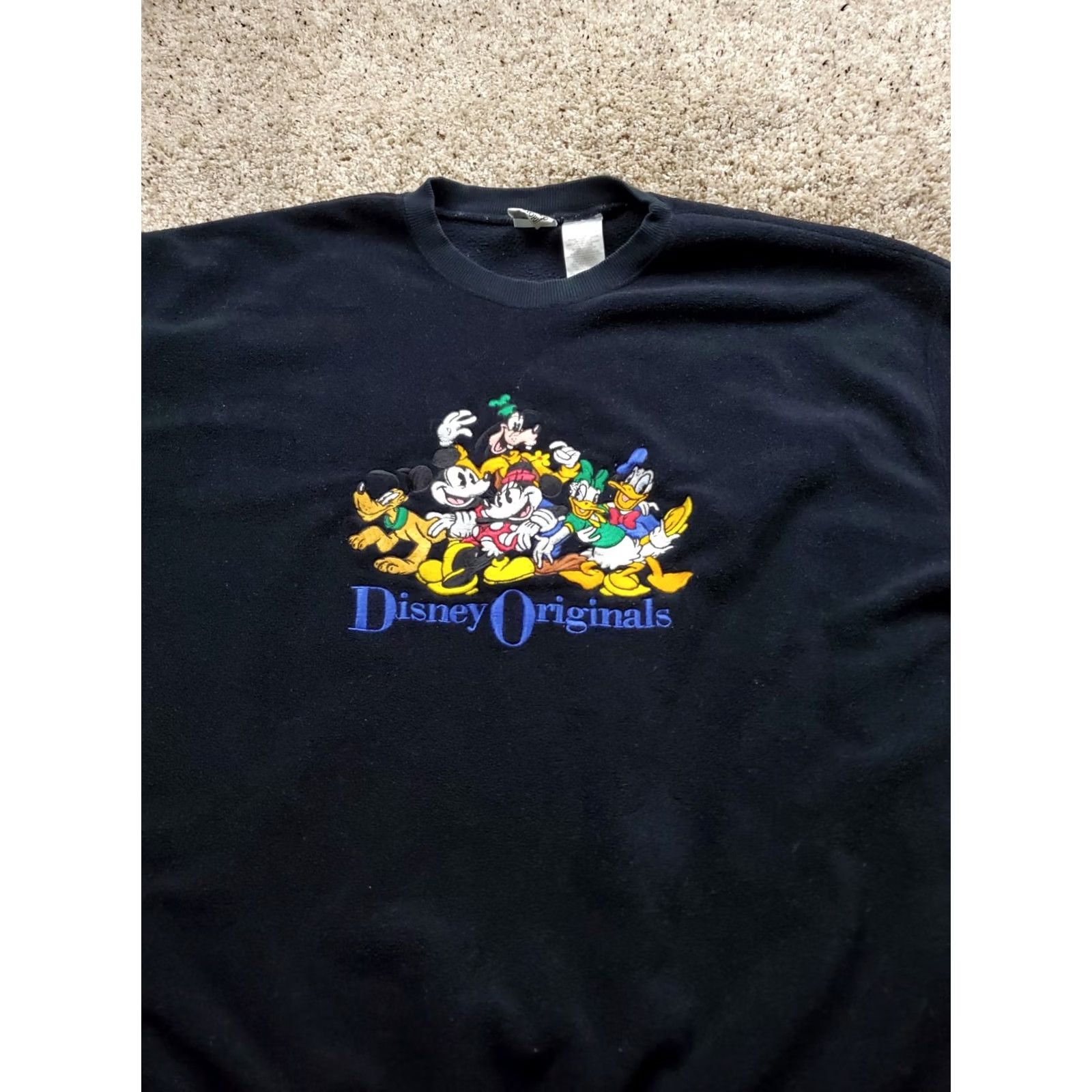 Disney VINTAGE Disney Sweatshirt Men's L Black Crew Neck Long Sleeve Pullover 90s Cartoon Logo Knit Cotton Blend Fleece Size US L / EU 52-54 / 3 - 5 Thumbnail