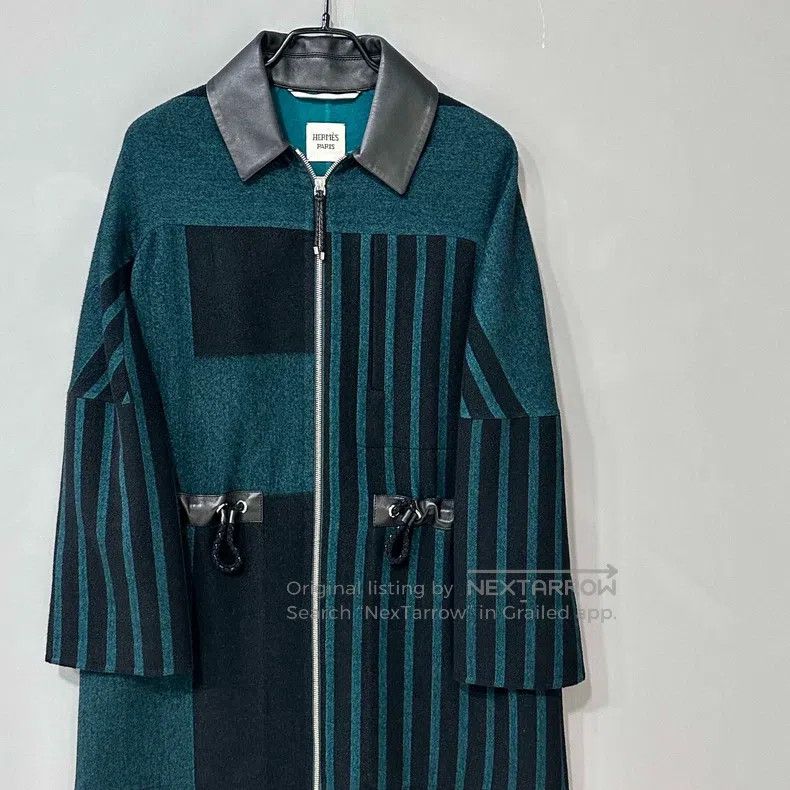 Hermes Hermes Striped Leather Cashmere Overcoat Size XXS / US 00 / IT 34 - 2 Thumbnail
