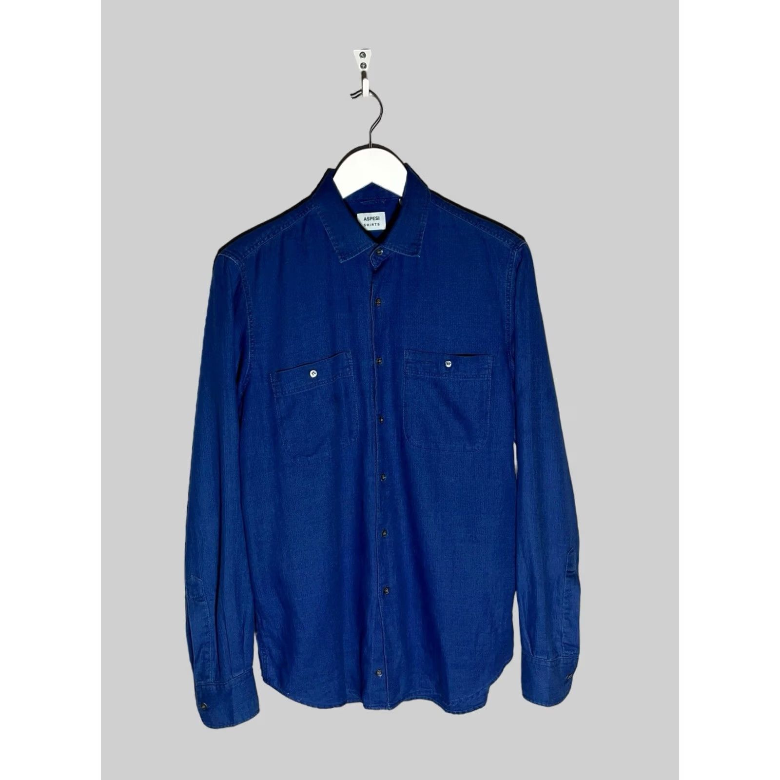 Aspesi Aspesi Shirt Men Long Sleeve Size Small Blue Cotton Button-Up Size US S / EU 44-46 / 1 - 2 Thumbnail