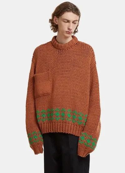 Raf Simons Raf Simons FW17 Disturbed Jacquard Brown Green Sweater Size US M / EU 48-50 / 2 - 3 Thumbnail