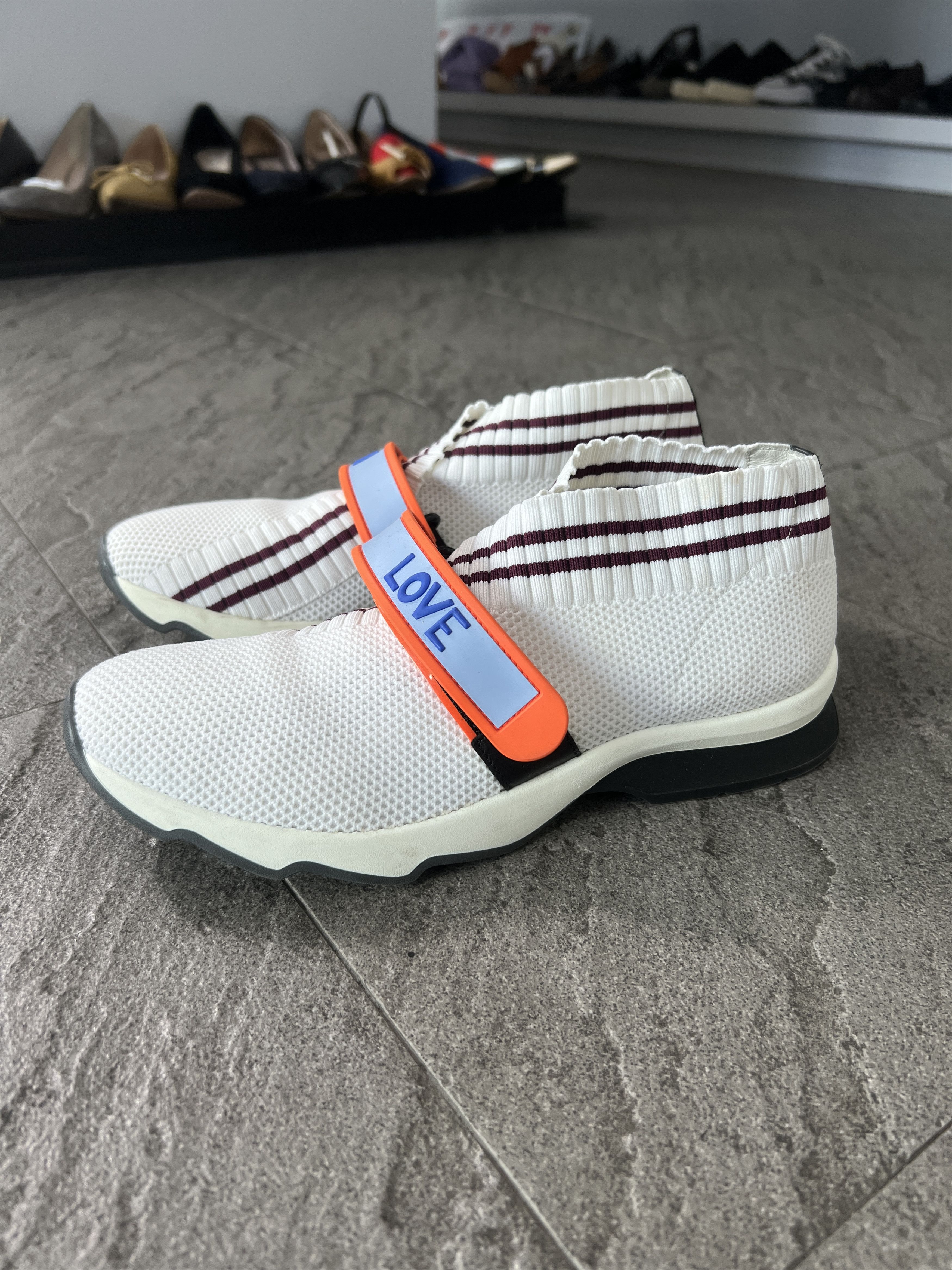 Fendi FENDI LOVE Strap Sock Sneakers White EU38 Size US 8 / IT 38 - 3 Thumbnail