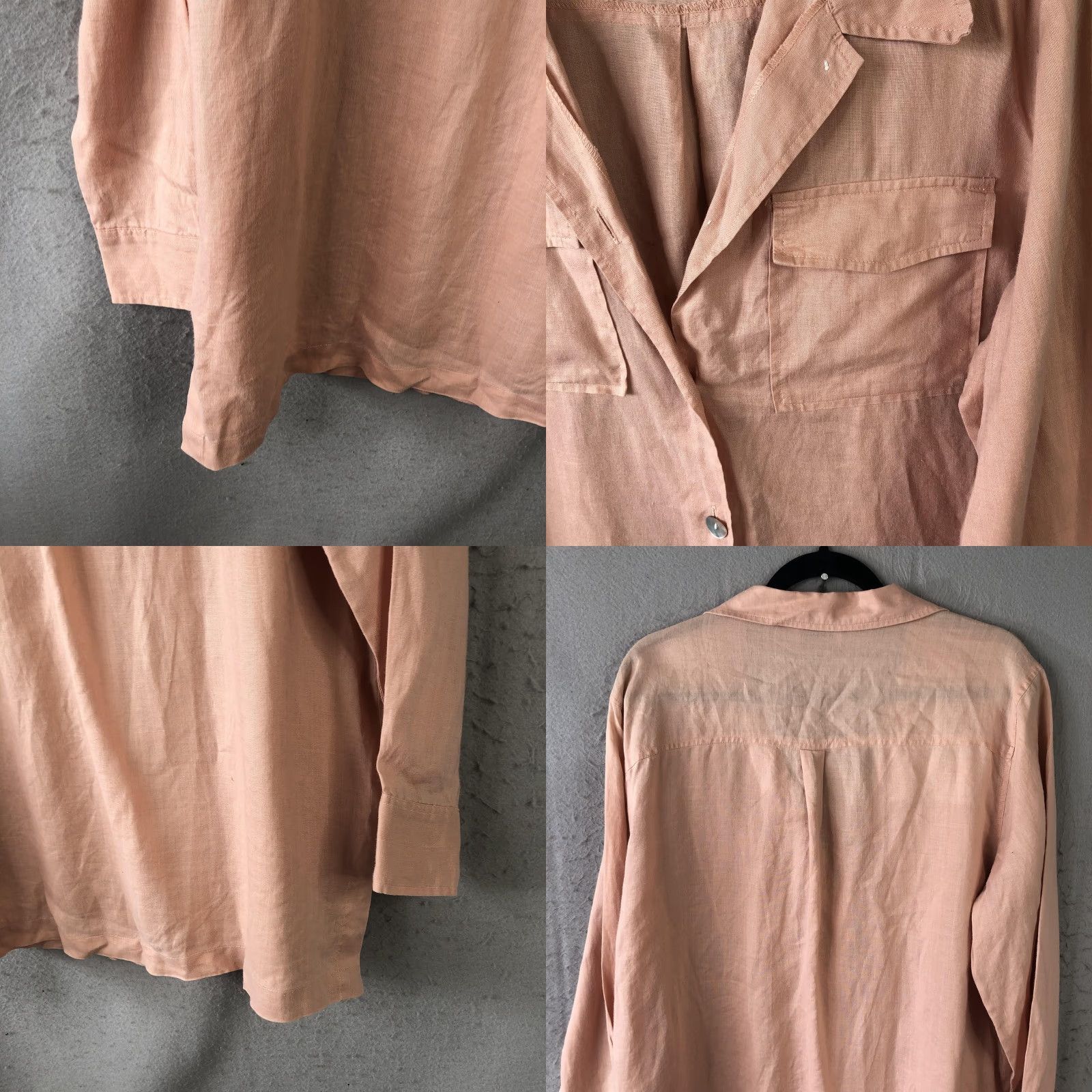 Pinko Carlie's Court Shirt Womens XL Pink 100% Linen Button Front Tunic Top Beachy Linen Casual Beachwear Long Sleeve Collared Button-Up Size XL / US 12-14 / IT 48-50 - 10 Thumbnail
