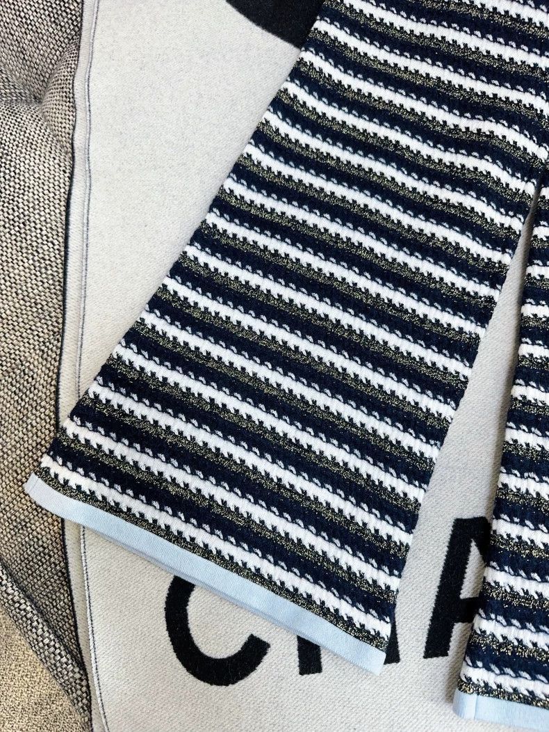 Chanel CHANEL 22B Blue White Stripe Knit Pants Size 35" - 4 Thumbnail