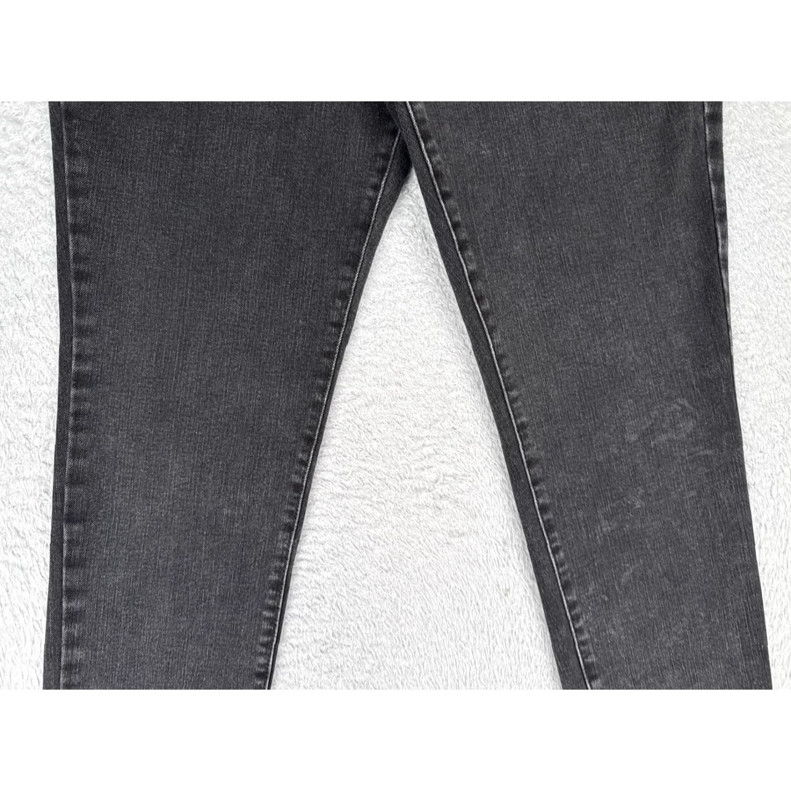 Express Express Jeans Skinny Black Mid Rise Women's 12 Denim 31x28 Stretch 5-Pocket Zip Button Raw Hem Vintage No Size 34" / US 12 / IT 48 - 3 Thumbnail