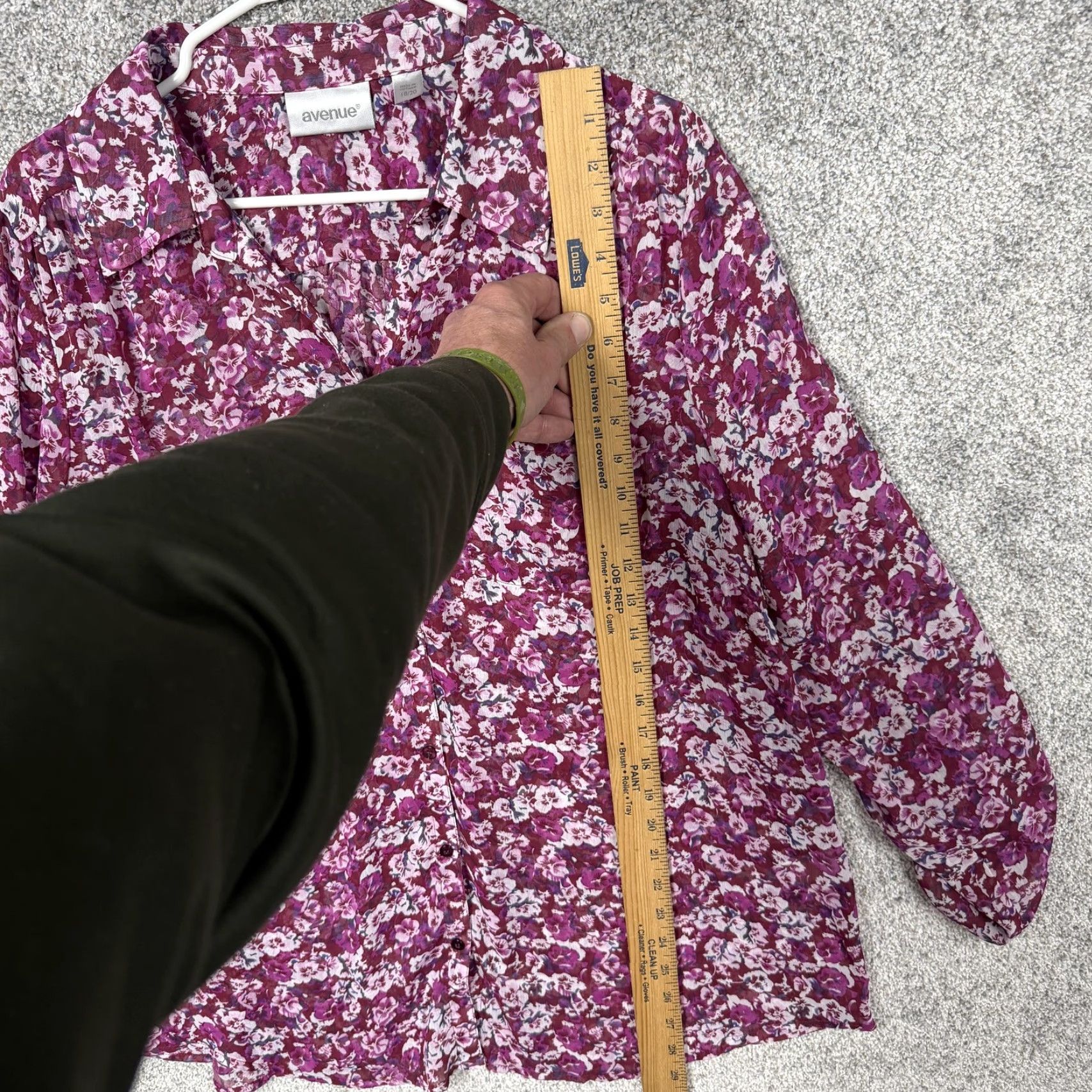 Avenue Avenue Blouse Womens 18/20 Plus Purple Floral Chiffon Boho Cottagecore Layering Size XXL / US 16-18 / IT 52-54 - 2 Thumbnail