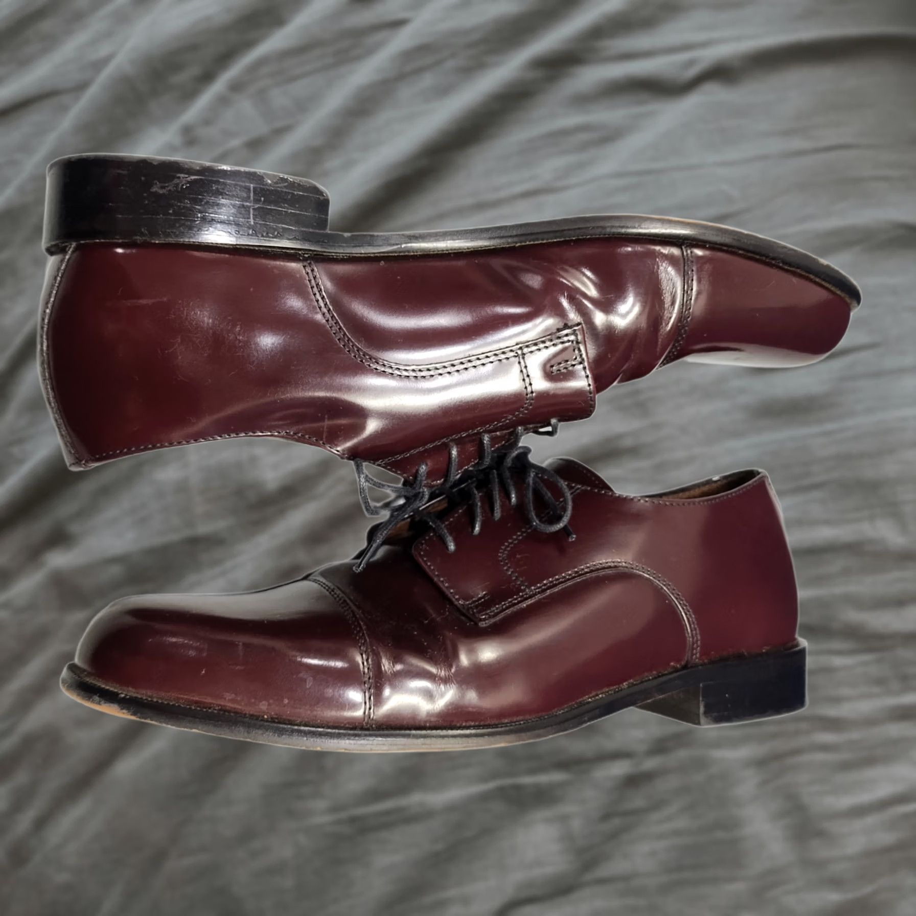 bostonian classic dress shoes Vintage Oxford Mens 10.5M Burgundy Leather Cap Toe Classics LowStock:42967273406515