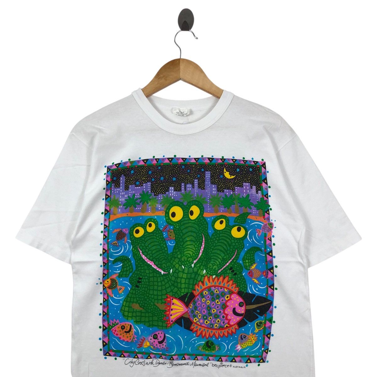 Vintage 90s BECPIERCE Art Tee Shirt City Crocs with Tinner