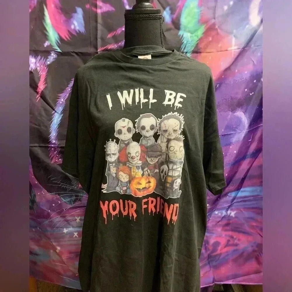 Designer Spooky 'I Will Be Your Friend' Graphic Tee - Horror Size US XL / EU 56 / 4 - 1 Thumbnail