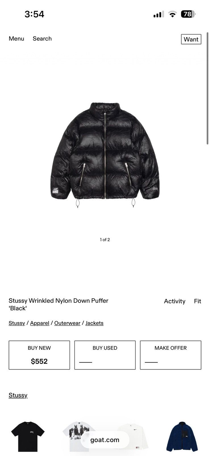 Stussy Wrinkled Nylon Down Puffer Size US M / EU 48-50 / 2 - 8 Thumbnail