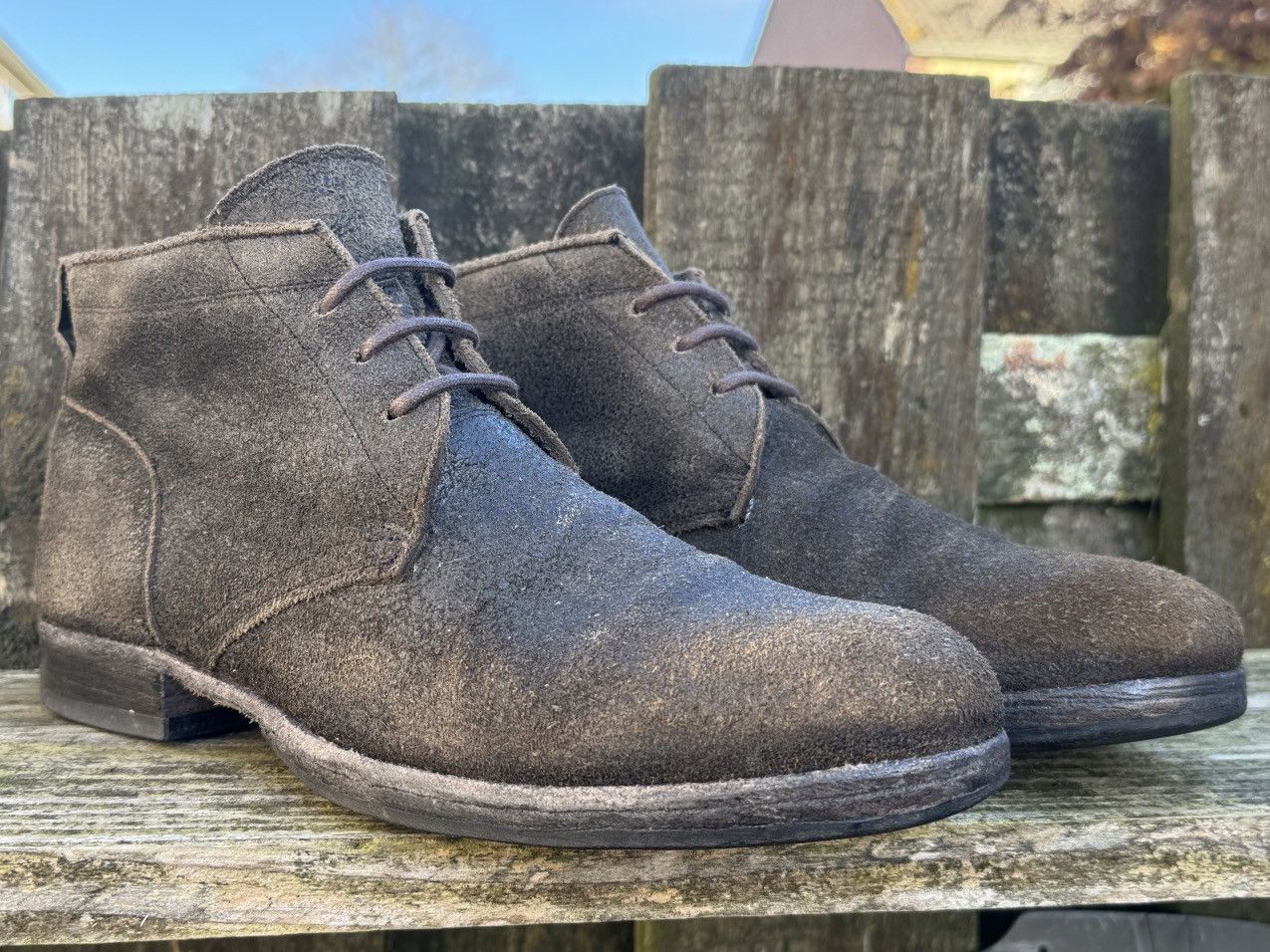 10sei0otto Dieciseizerootto Reversed Leather Ankle Boots