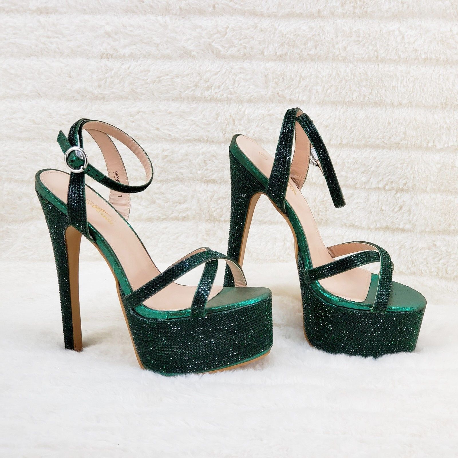 Other Bejeweled Emerald Green Sparkling Rhinestone Platform 6.5" H Size US 10 / IT 40 - 1 Thumbnail