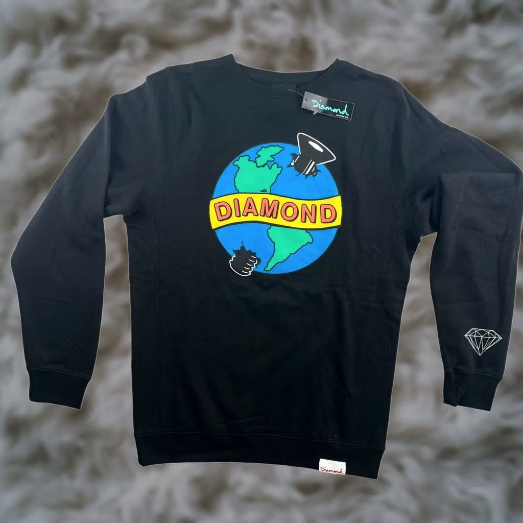 Diamond Supply Co. Diamond Supply Co. Sweatshirt Adult Medium Black Cotton Blend Graphic Print Crew Neck Pullover Mens Size US M / EU 48-50 / 2 - 1 Thumbnail