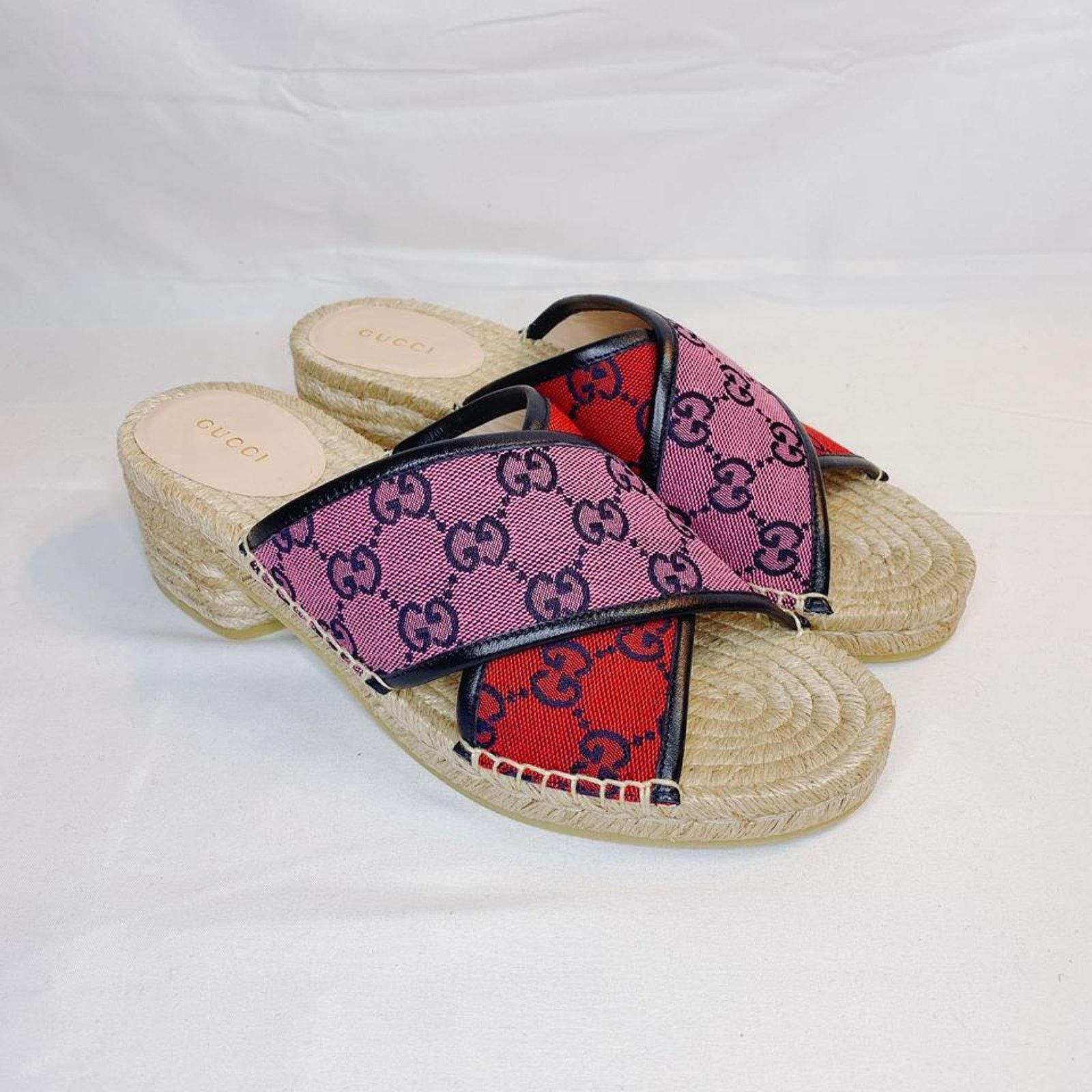 Gucci Pilar GG logo multicolor espadrilles heels slippers Size US 9.5 / IT 39.5 - 2 Thumbnail