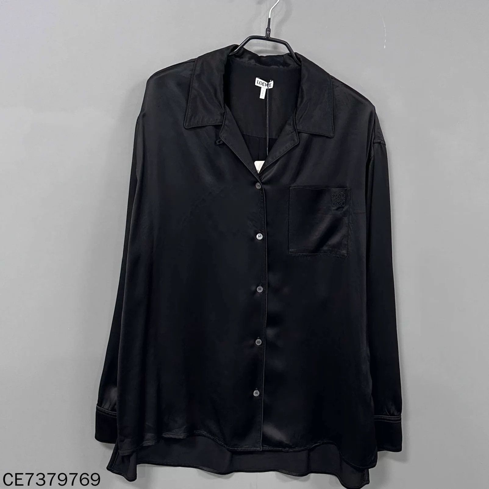 Loewe LOEWE Black Satin Embroidered Logo Shirt Size XS / US 0-2 / IT 36-38 - 1 Thumbnail
