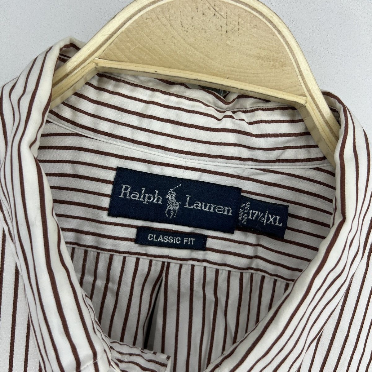 Polo Ralph Lauren × Ralph Lauren × Vintage Polo Ralph Lauren Striped White Brown Vintage Shirt Size XL Size US XL / EU 56 / 4 - 6 Thumbnail