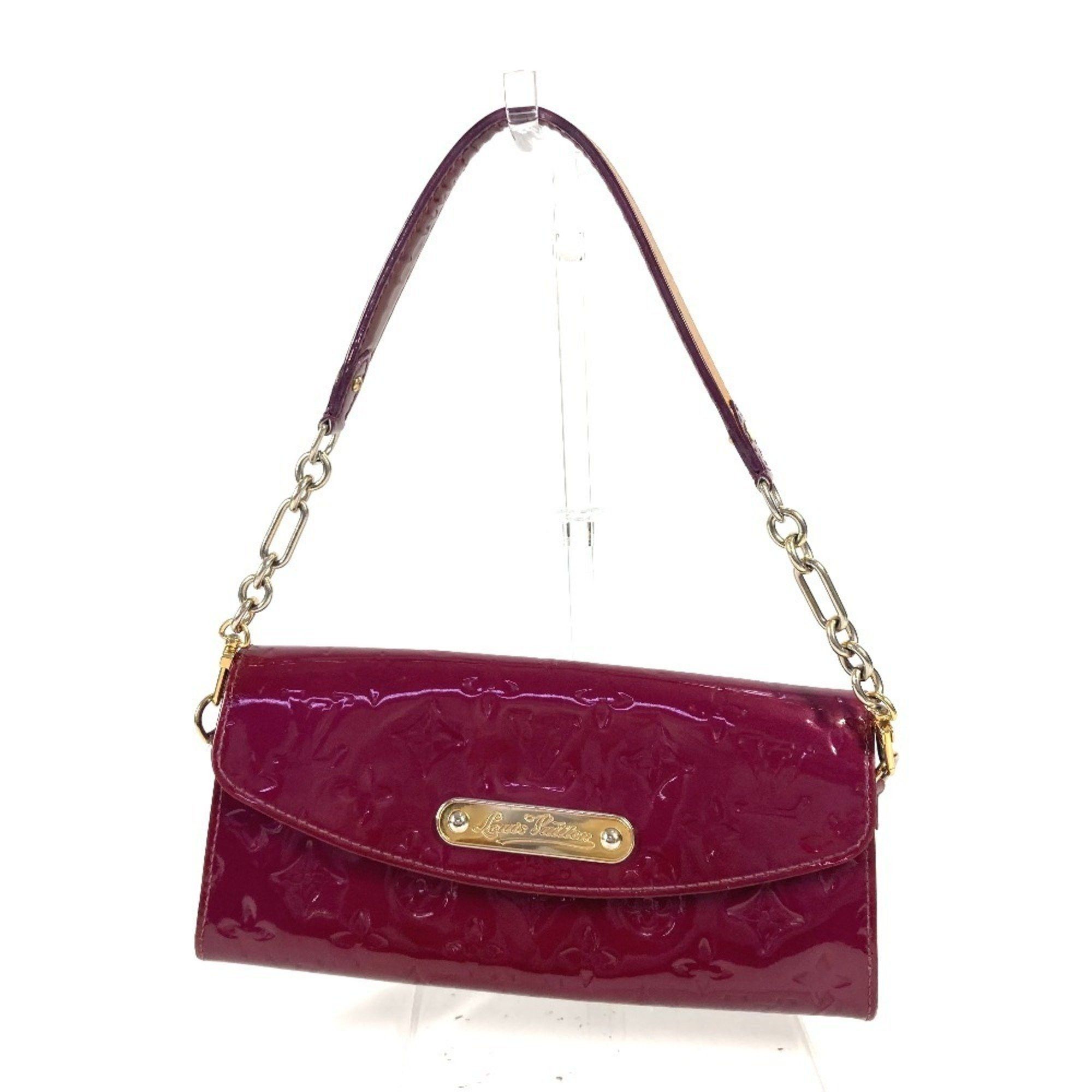 Louis Vuitton M93571 Monogram Vernis Sunset Boulevard Bag 3Way Clutch Long Wallet Chain Shoulder Women's Violet Purple