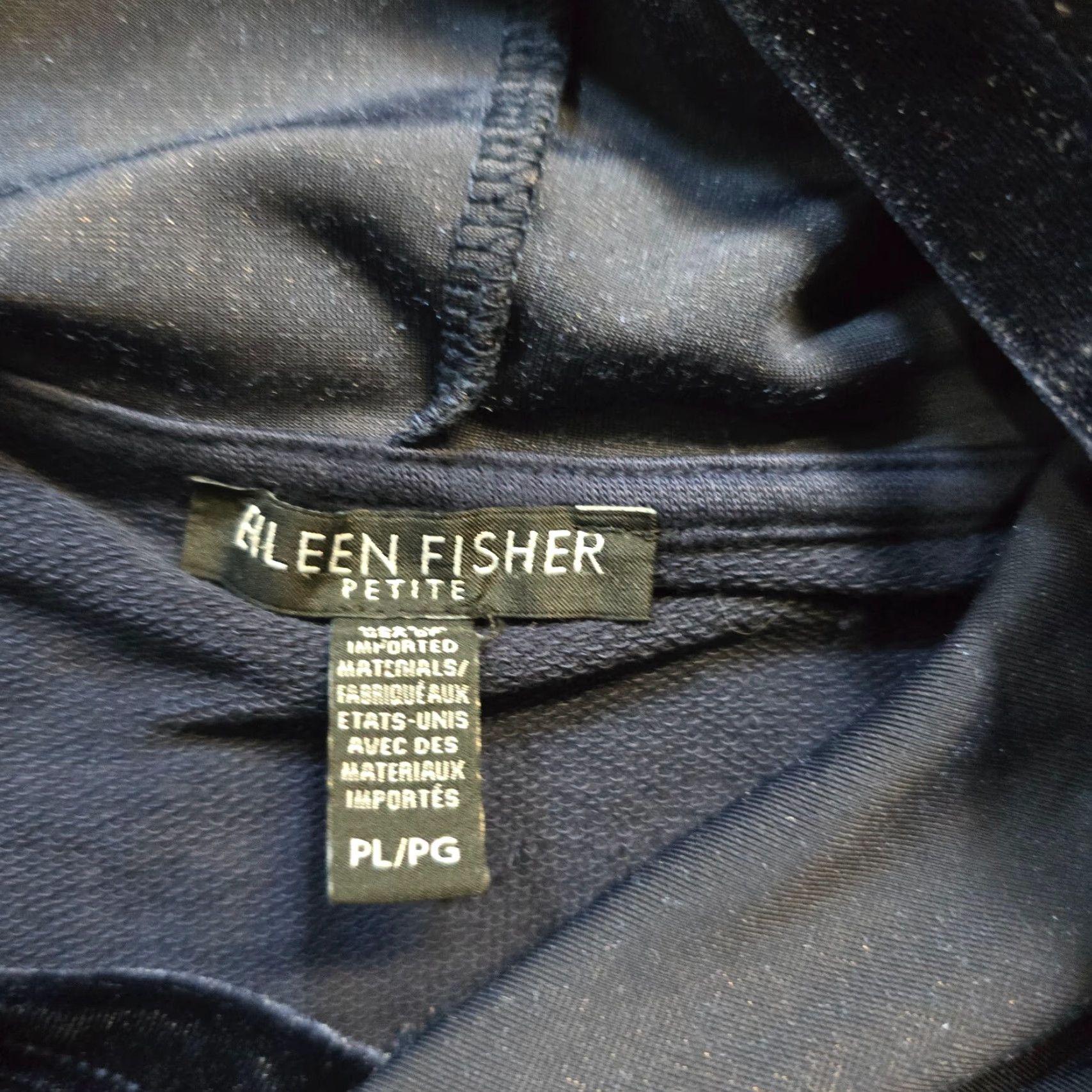 Eileen Fisher VINTAGE Eileen Fisher Sweater Womens Large Petite Blue Velour Trim Hoodie Pockets Size L / US 10 / IT 46 - 4 Thumbnail