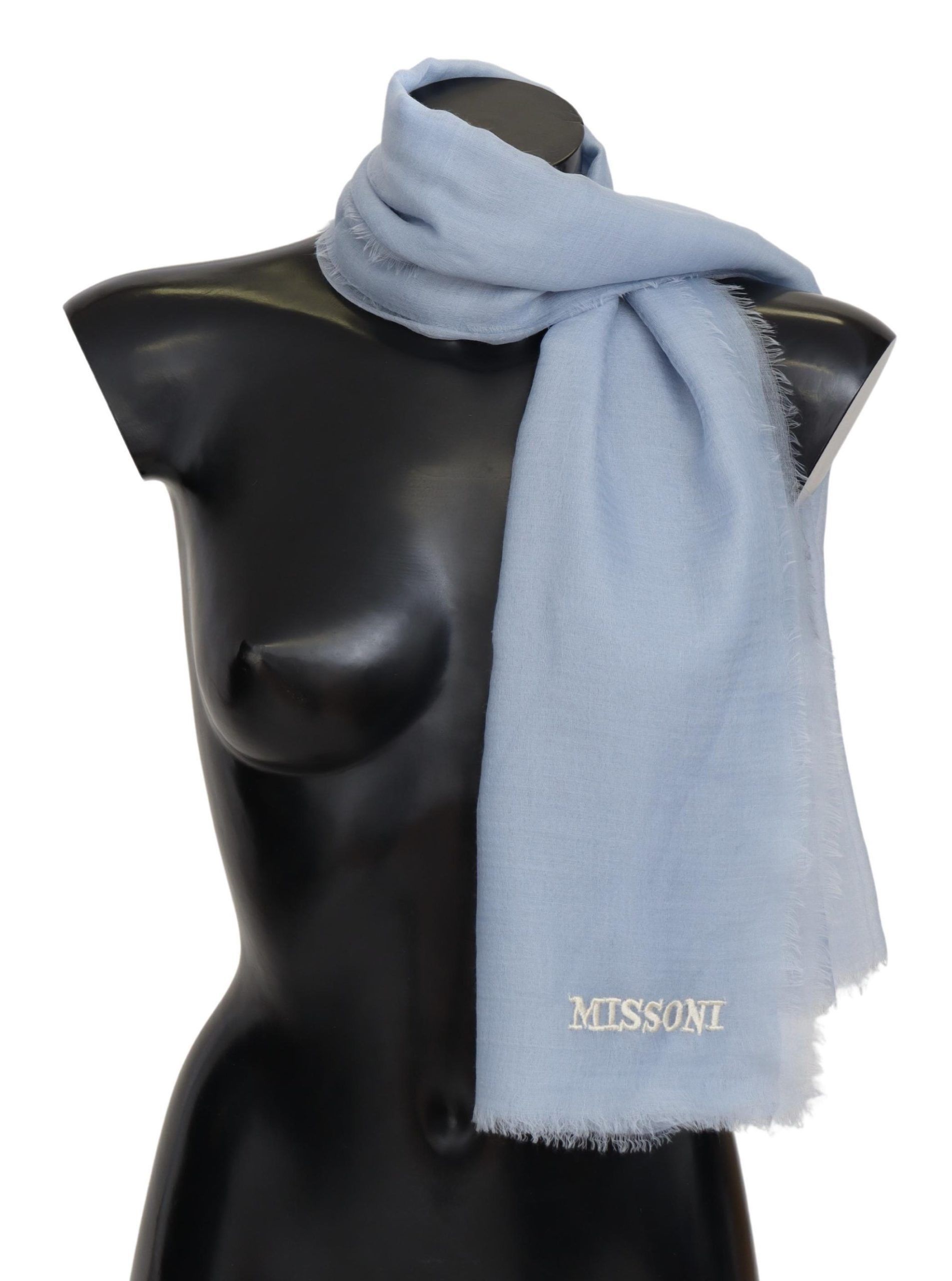 Missoni Elegant Light-Blue Cashmere Scarf with Men's Fringes Size ONE SIZE - 1 Thumbnail