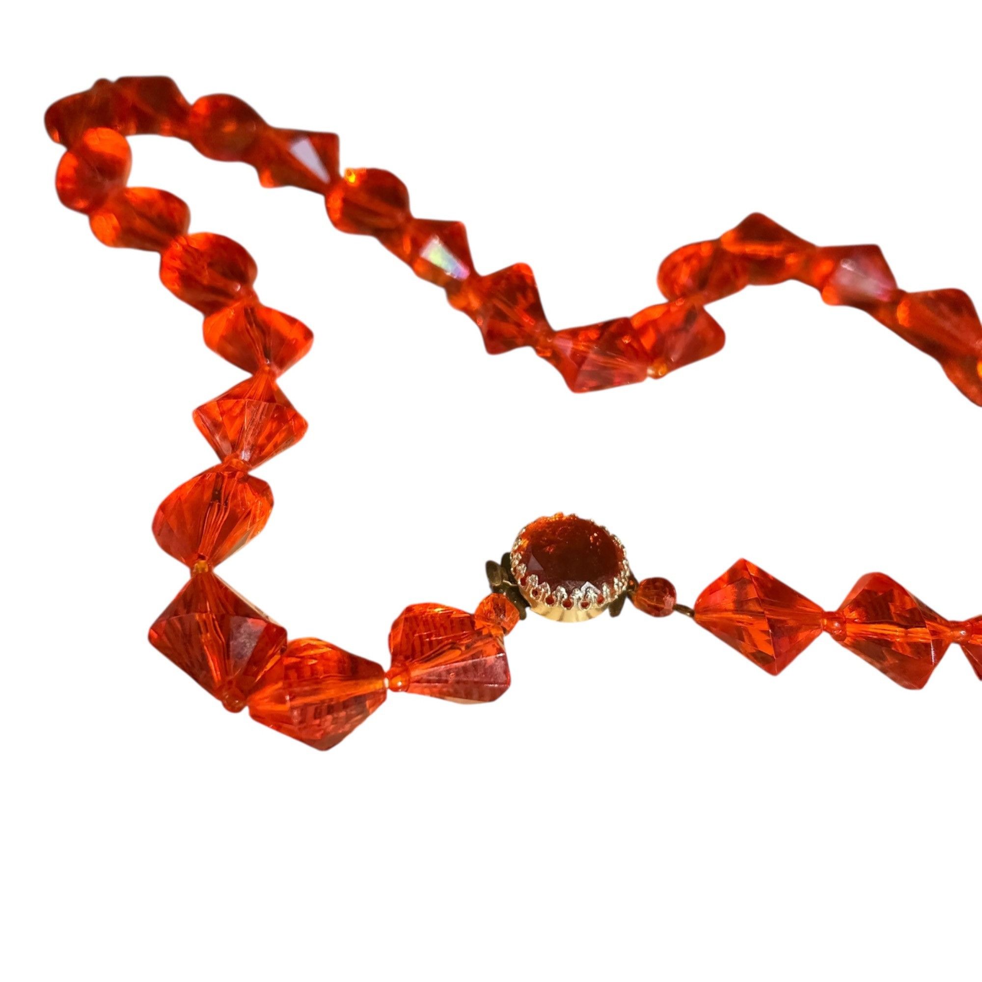 Vintage Vintage Western Germany Clear Orange Faceted Beaded Single S Size ONE SIZE - 2 Thumbnail