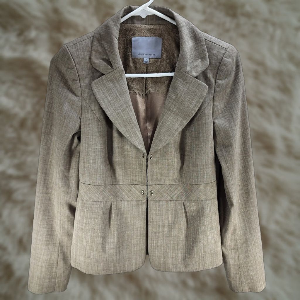 Vintage VINTAGE Classiques Entier Brown Blazer Jacket Sz 2 Women Business Casual Formal Hook Closure Jacket Size XS / US 0-2 / IT 36-38 - 1 Thumbnail