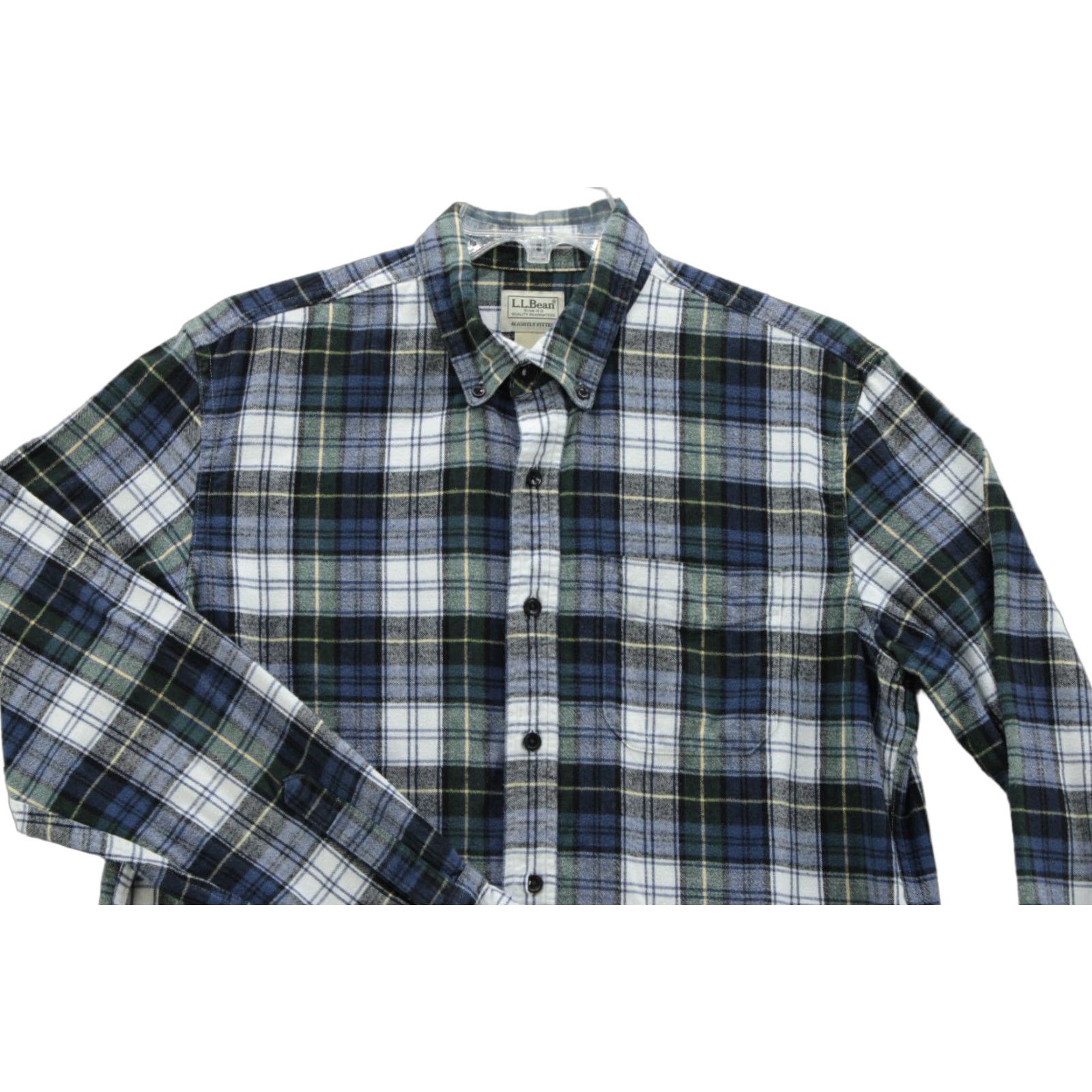 Vintage L.L. Bean Flannel Shirt Mens Blue Green Plaid Longsleeve Outdoors Hiking Camping Shirt Mens L Blue Plaid Flannel Button-Up Outdoors Men Size US L / EU 52-54 / 3 - 1 Thumbnail