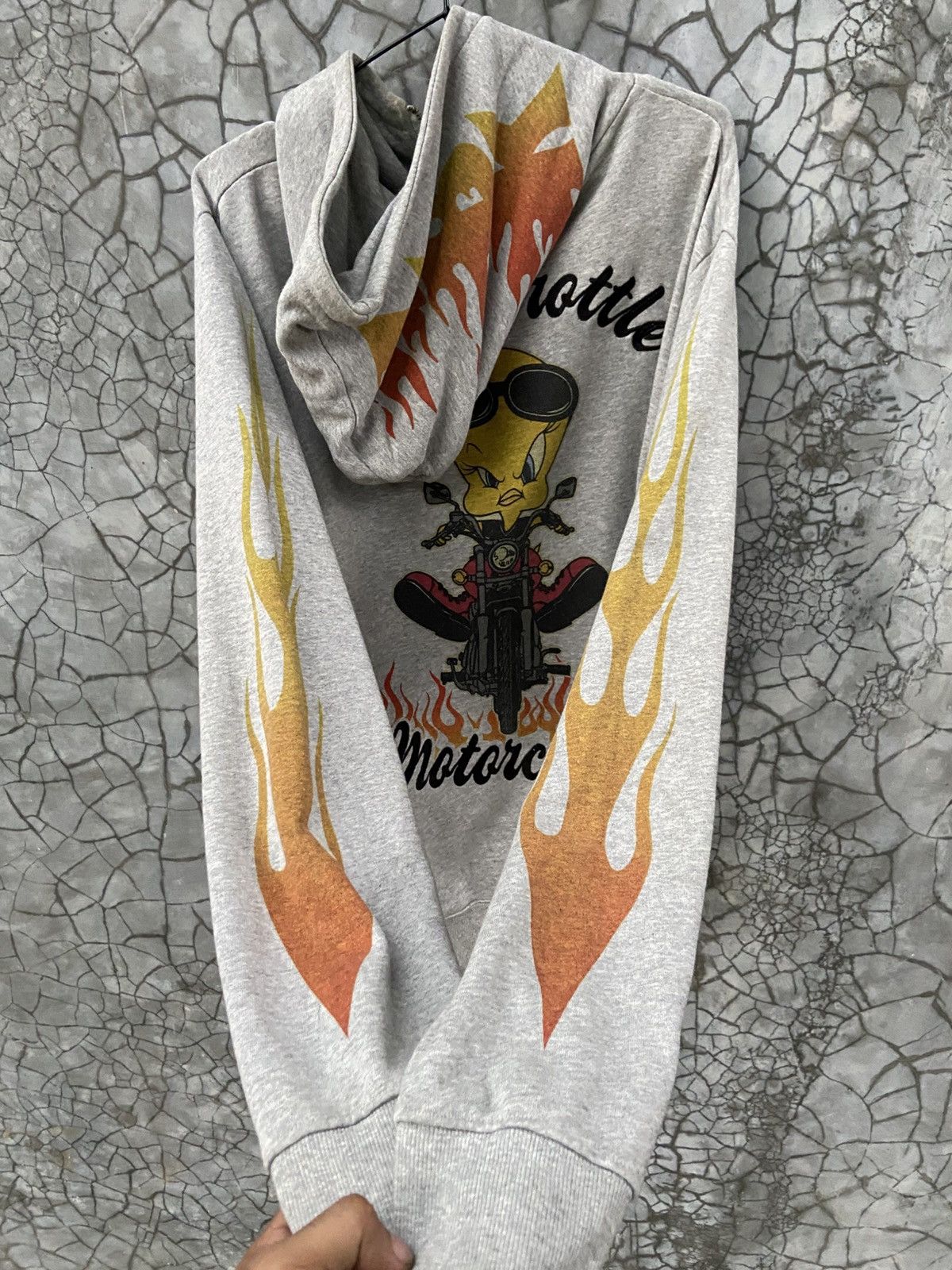 Japanese Brand × Vintage Vintage 90s Lowblow Knuckle X Looney Tunes Flame Zip Hoodie Size US L / EU 52-54 / 3 - 4 Thumbnail