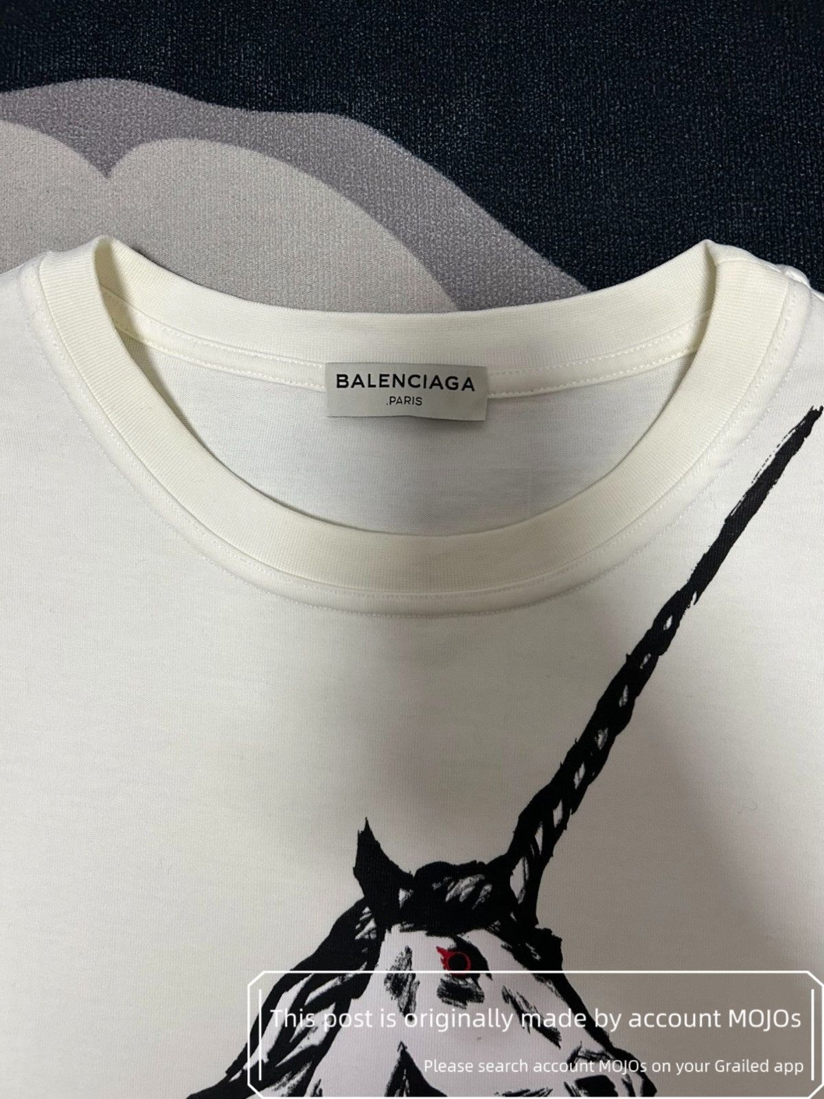 Balenciaga Sz M Balenciaga Unicorn White Tee mojos1135 Size US M / EU 48-50 / 2 - 2 Thumbnail
